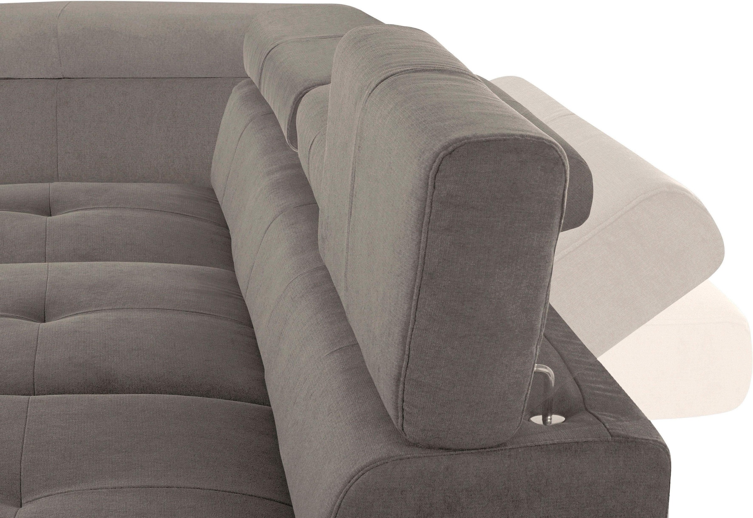 COTTA Polstergarnitur »Enterprise L-Form«, (Set), Set bestehend aus: Ecksofa mit Arm- & Kopfteilverstellung & Hocker