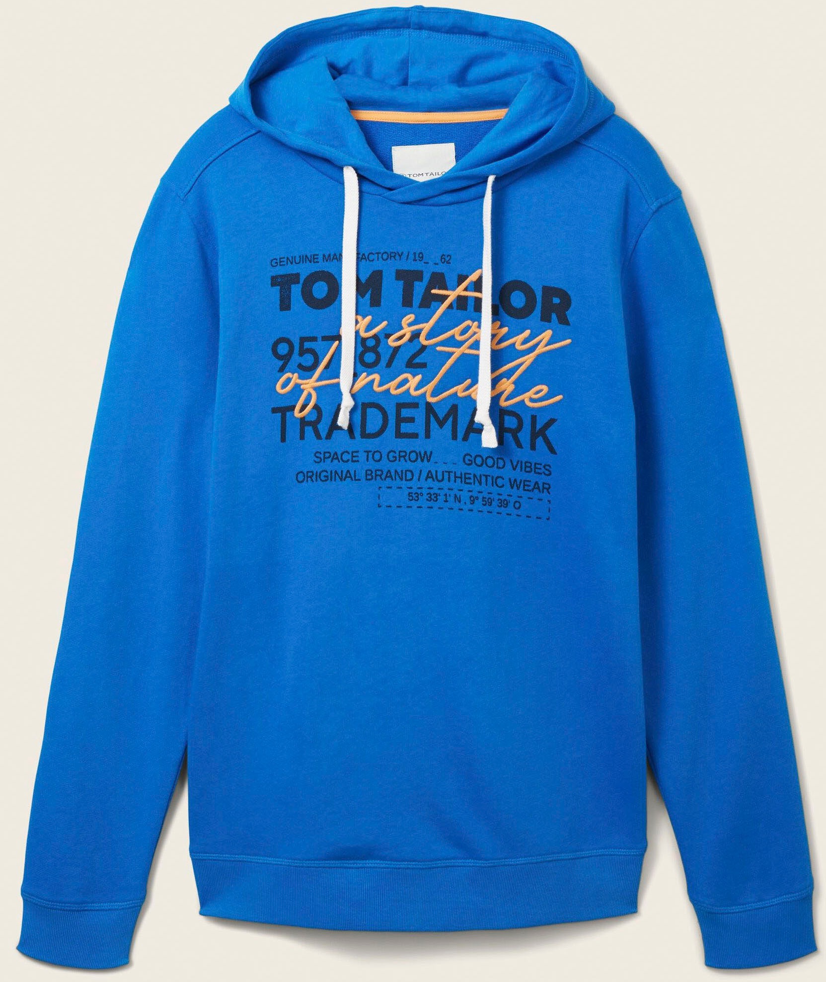 TOM TAILOR Kapuzensweatshirt, mit lässigem Frontprint + Stickerei