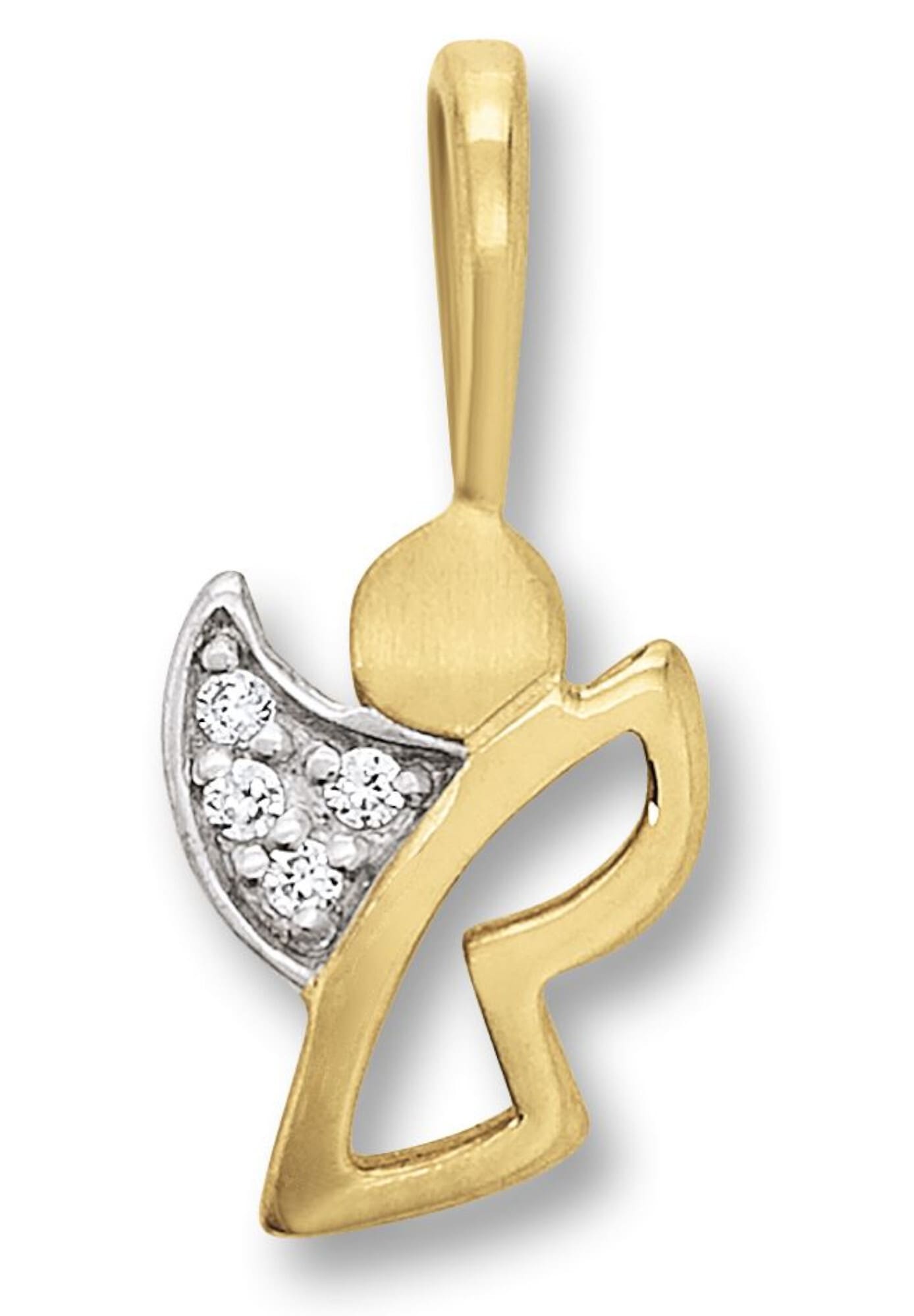 ONE ELEMENT Kettenanhänger »Zirkonia Engel Anhänger aus 333 Gelbgold«