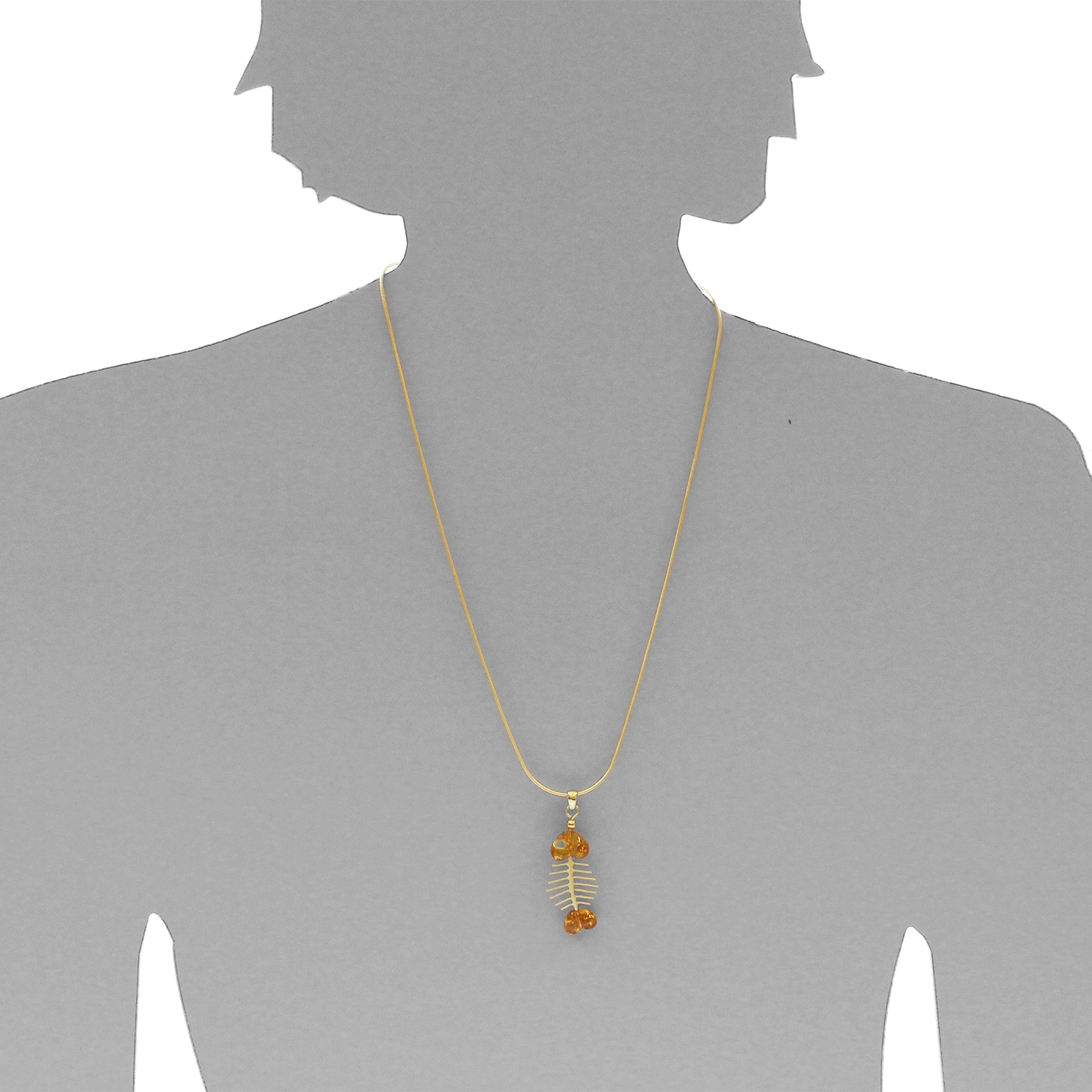 OSTSEE-SCHMUCK Kettenanhänger »- Fisch 45 mm - Gold 333/000 - Bernstein«
