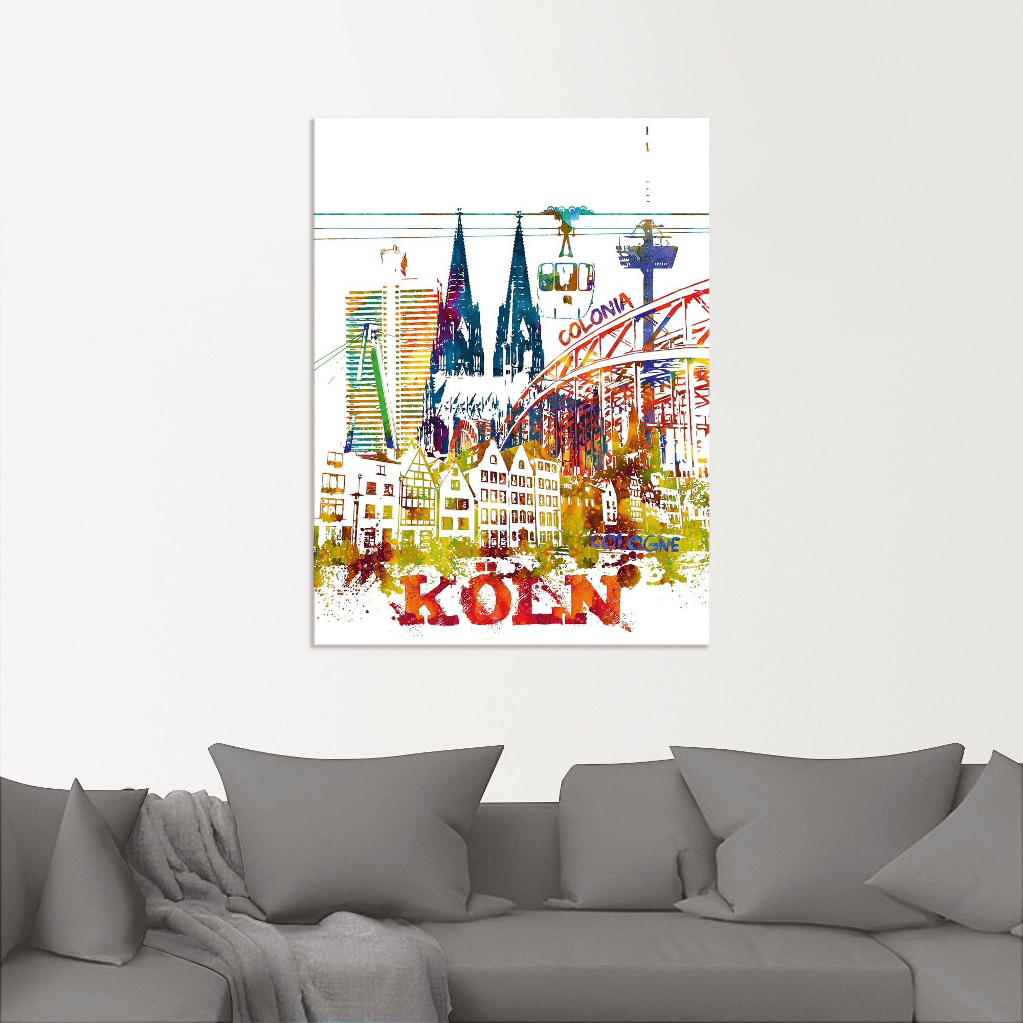 Artland Leinwandbild »Köln Dom Grafik«, Köln, (1 St.), auf Keilrahmen gespannt