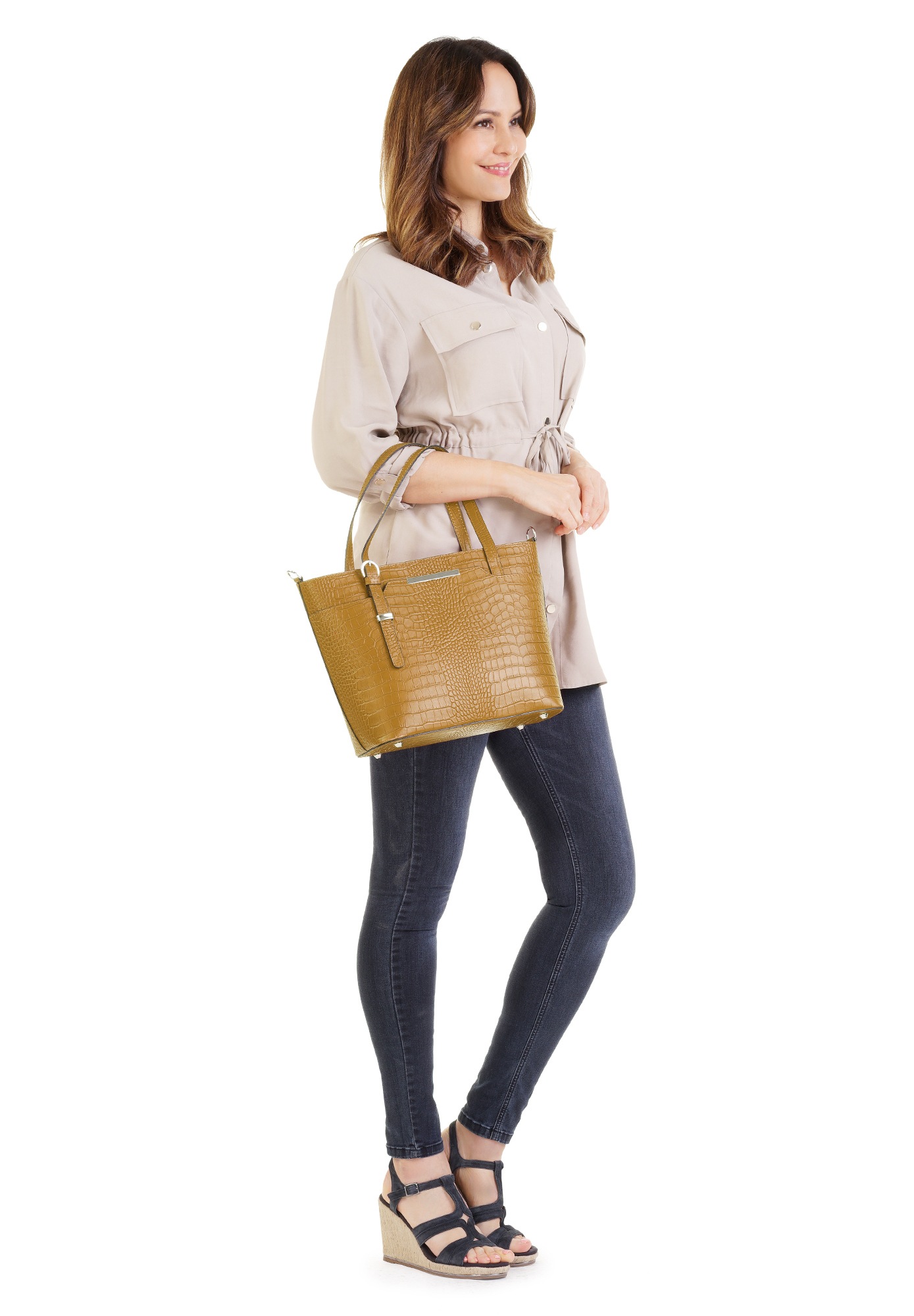 Cluty Henkeltasche, echt Leder, Made in Italy