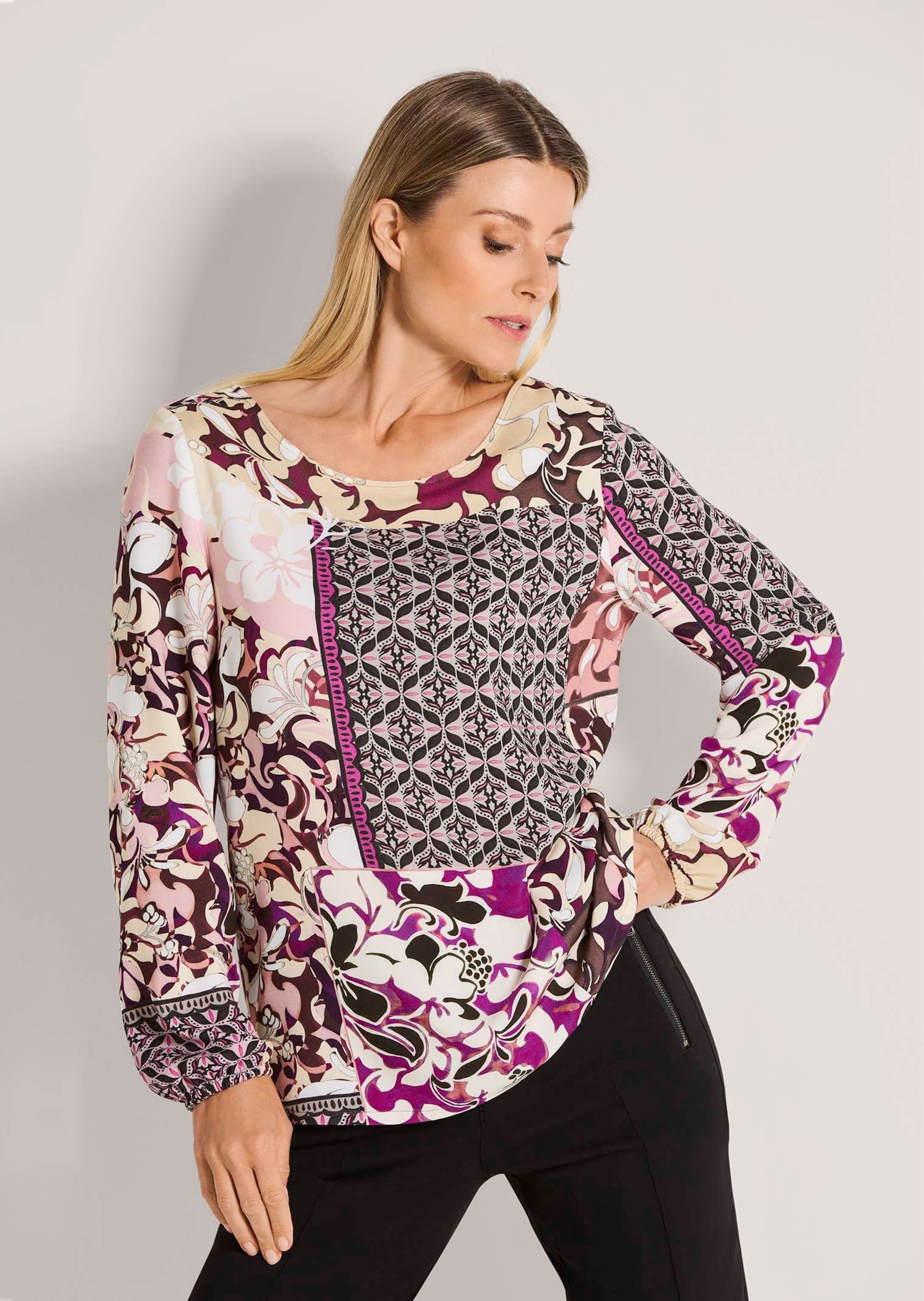 MADELEINE Schlupfbluse »Blusenshirt Viskosebluse mit floralem Muster-Mix« Mustermix