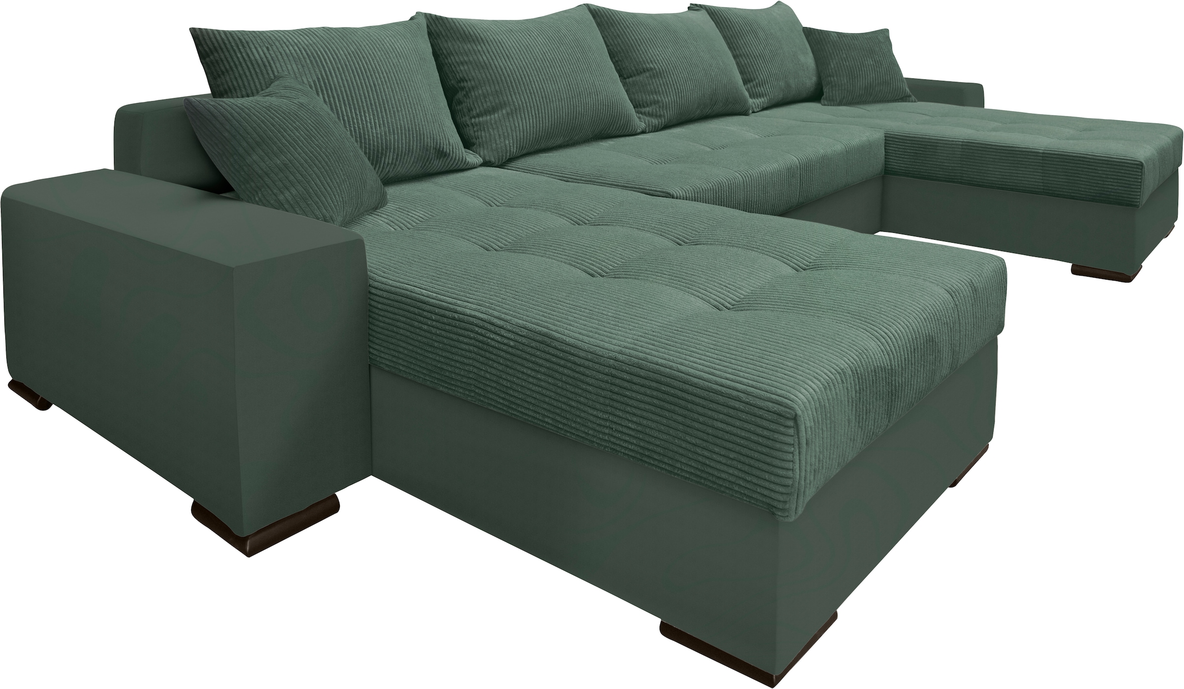 COLLECTION AB Wohnlandschaft »XL-Josy U-Form, Breite 313 cm, Cord-/Mix«, inkl. Bettfunktion, Bettkasten, mit 4 gleich großen Rückenkissen