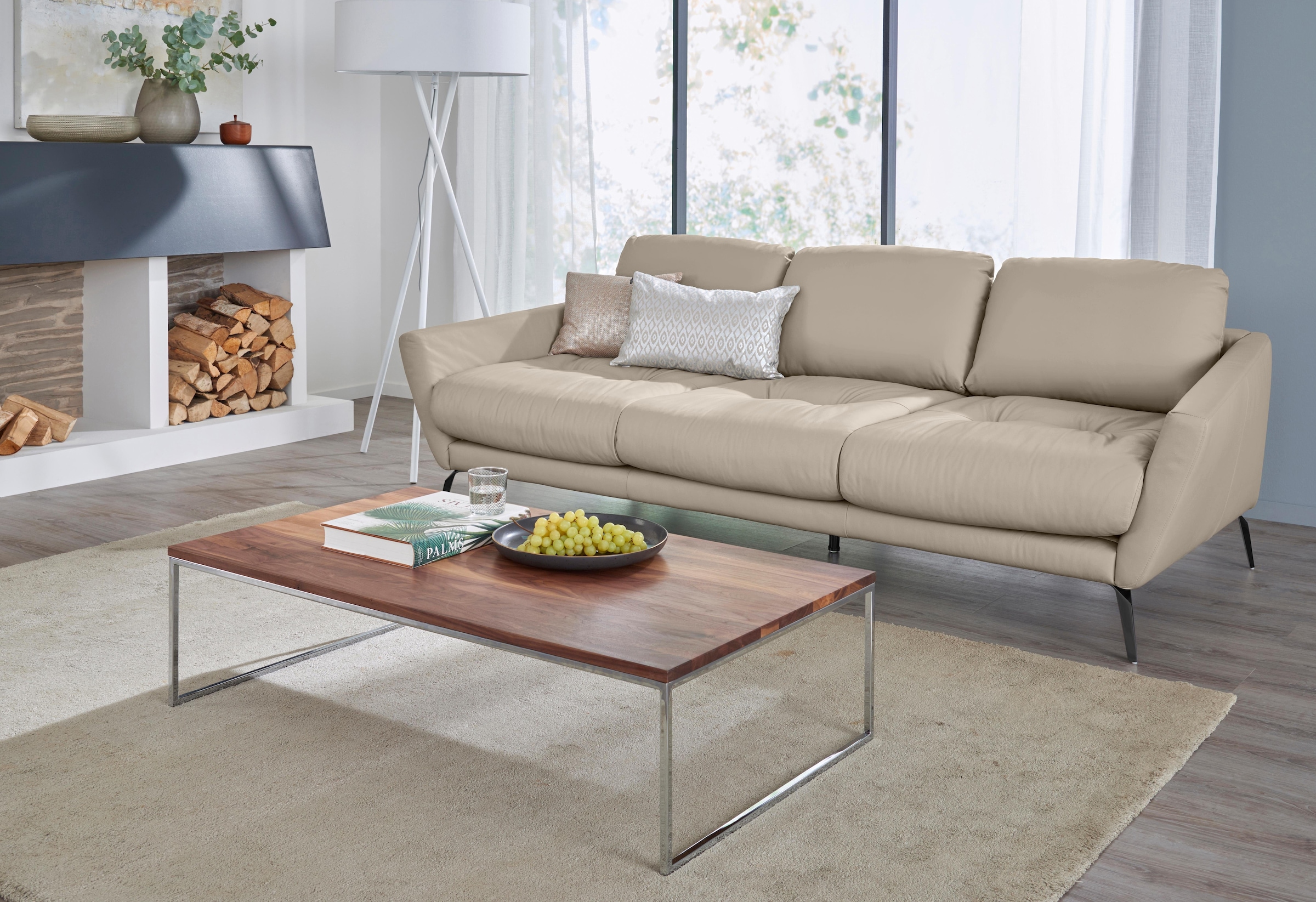 W.SCHILLIG Big-Sofa »softy«, mit dekorativer Heftung im Sitz, Füße schwarz pulverbeschichtet