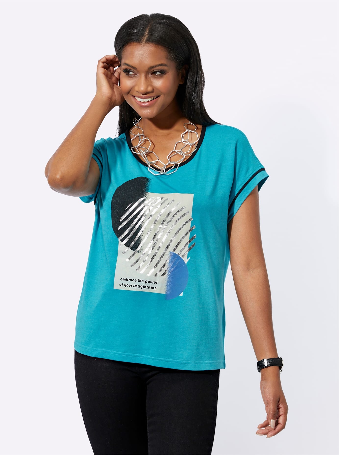 Inspirationen Kurzarmshirt »Rundhals-Shirt«, (1 tlg.)