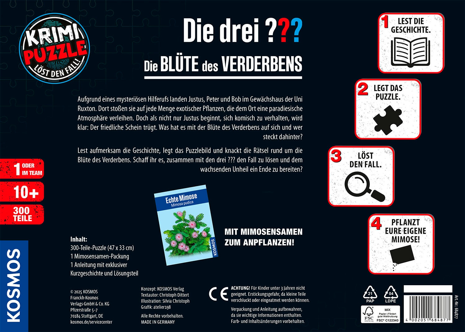 Kosmos Puzzle »Krimipuzzle Die drei ??? Die Blüte des Verderbens«, Made in Germany