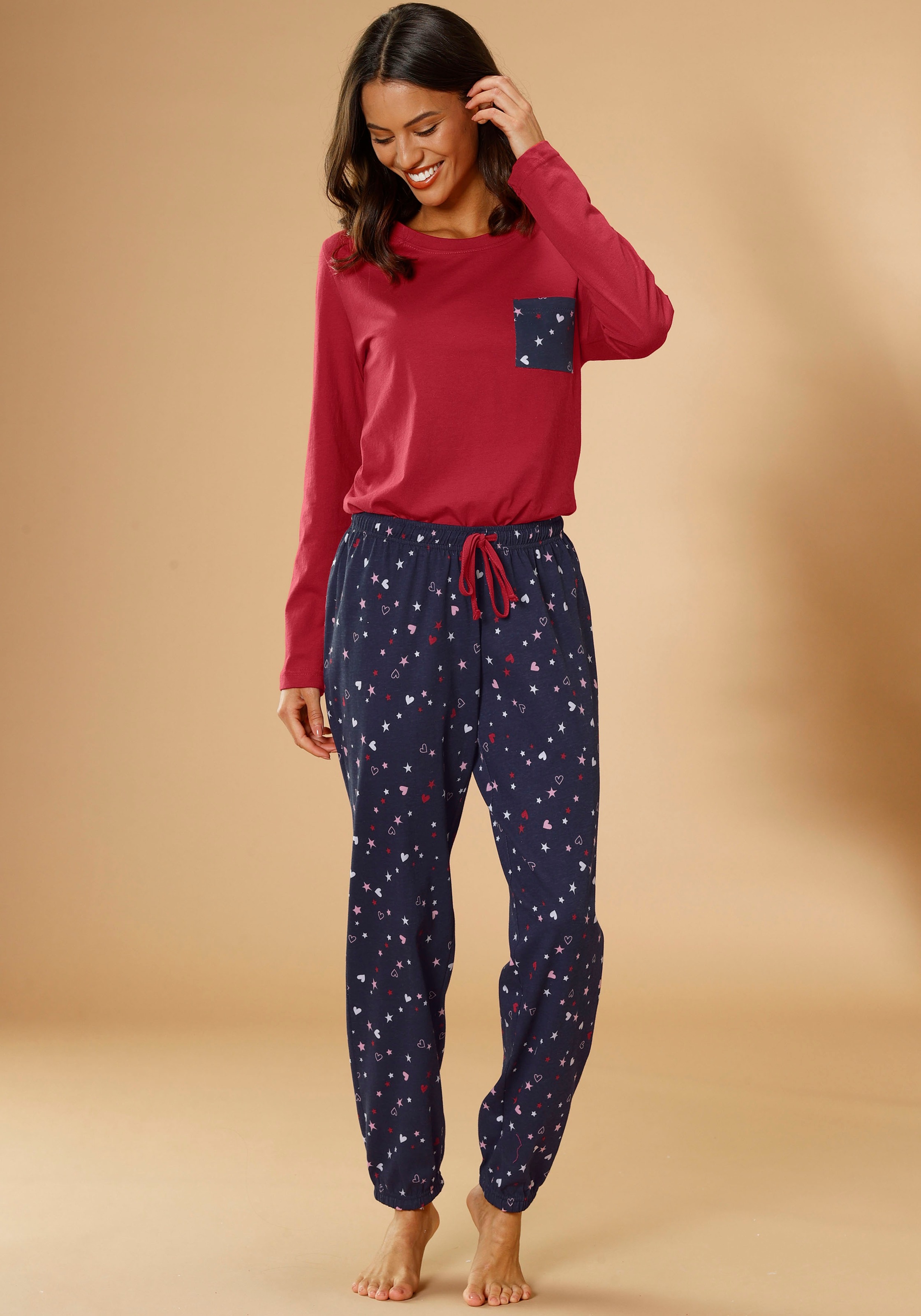 Vivance Dreams Pyjama, (2 tlg., 1 Stück), mit niedlichem  Herzen-Sterne-Druck kaufen im OTTO Online Shop