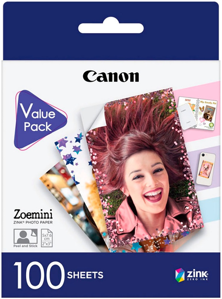 Canon Fotopapier »Zoemini Zink Papier ZP-2030 - 100 Blatt« DIN-A8 in weiß