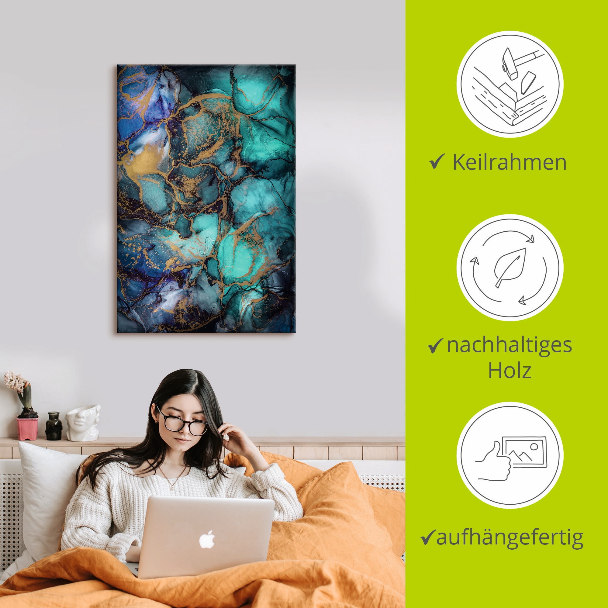 Artland Wandbild »Saphir«, Muster, (1 St.), als Alubild, Outdoorbild, Leinwandbild in verschied. Größen