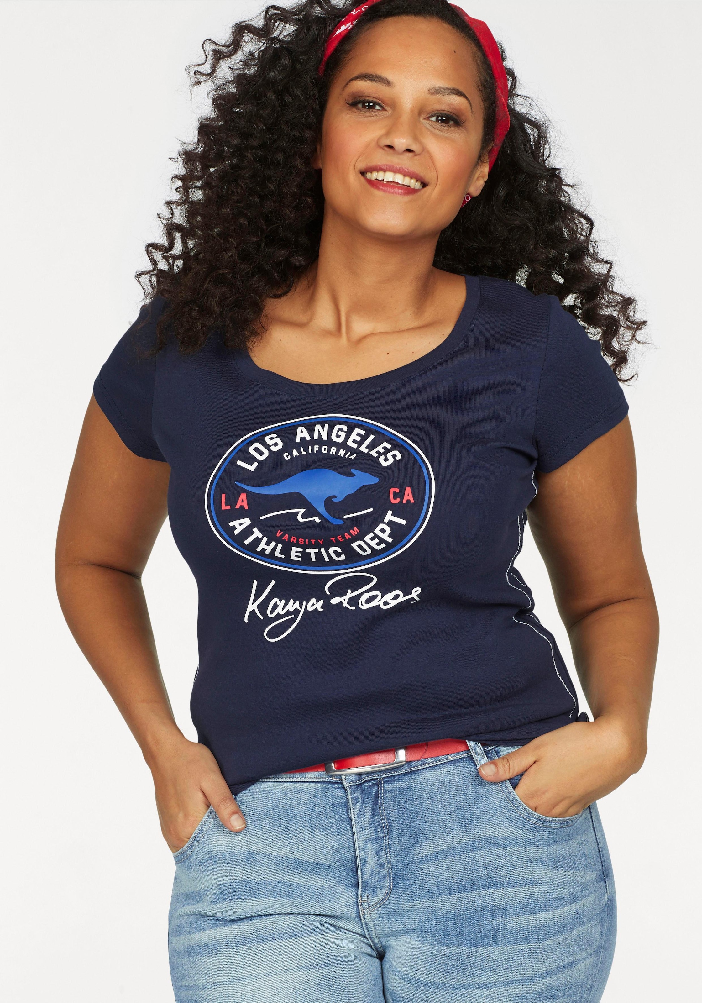 KangaROOS T-Shirt, mit großem Retro Label-Druck vorne