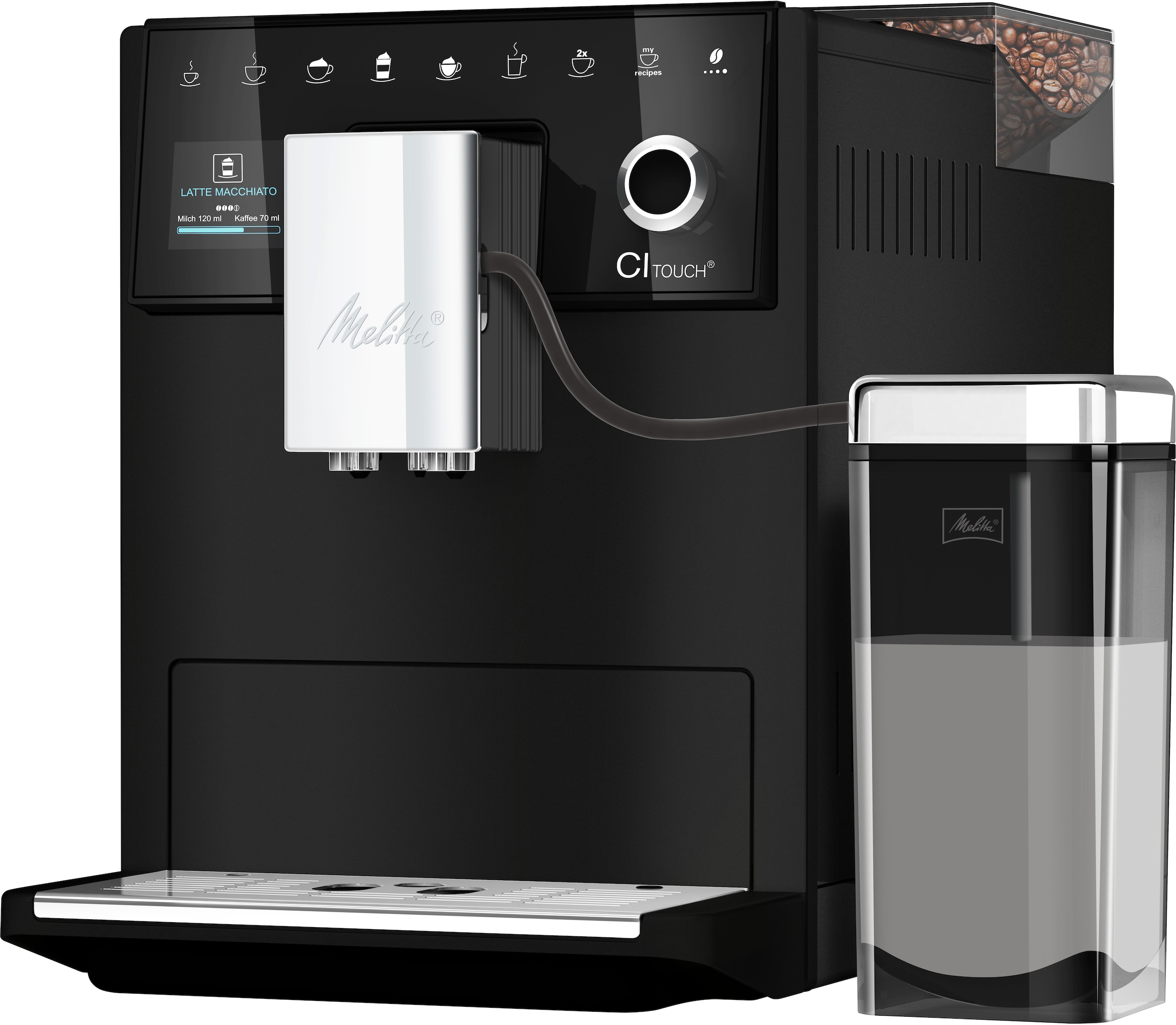 Melitta Kaffeevollautomat »CI Touch® F630-111«, silber, 10 Kaffeerezepte, 2-Kammern-Bohnenbehäl., One Touch Bedienung