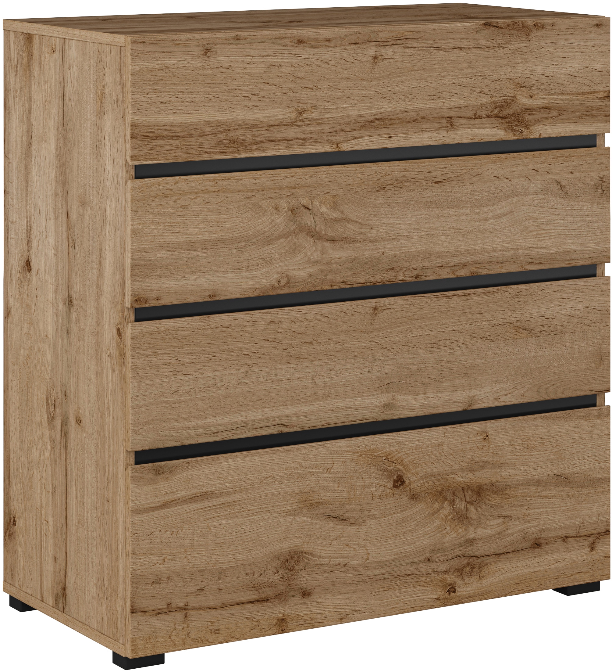 INOSIGN Kommode »Cross, moderne grifflose Schubladenkommode, 80x40x85cm (BxTxH)«, Schubladenschrank, Sideboard mit 4 Schubkasten