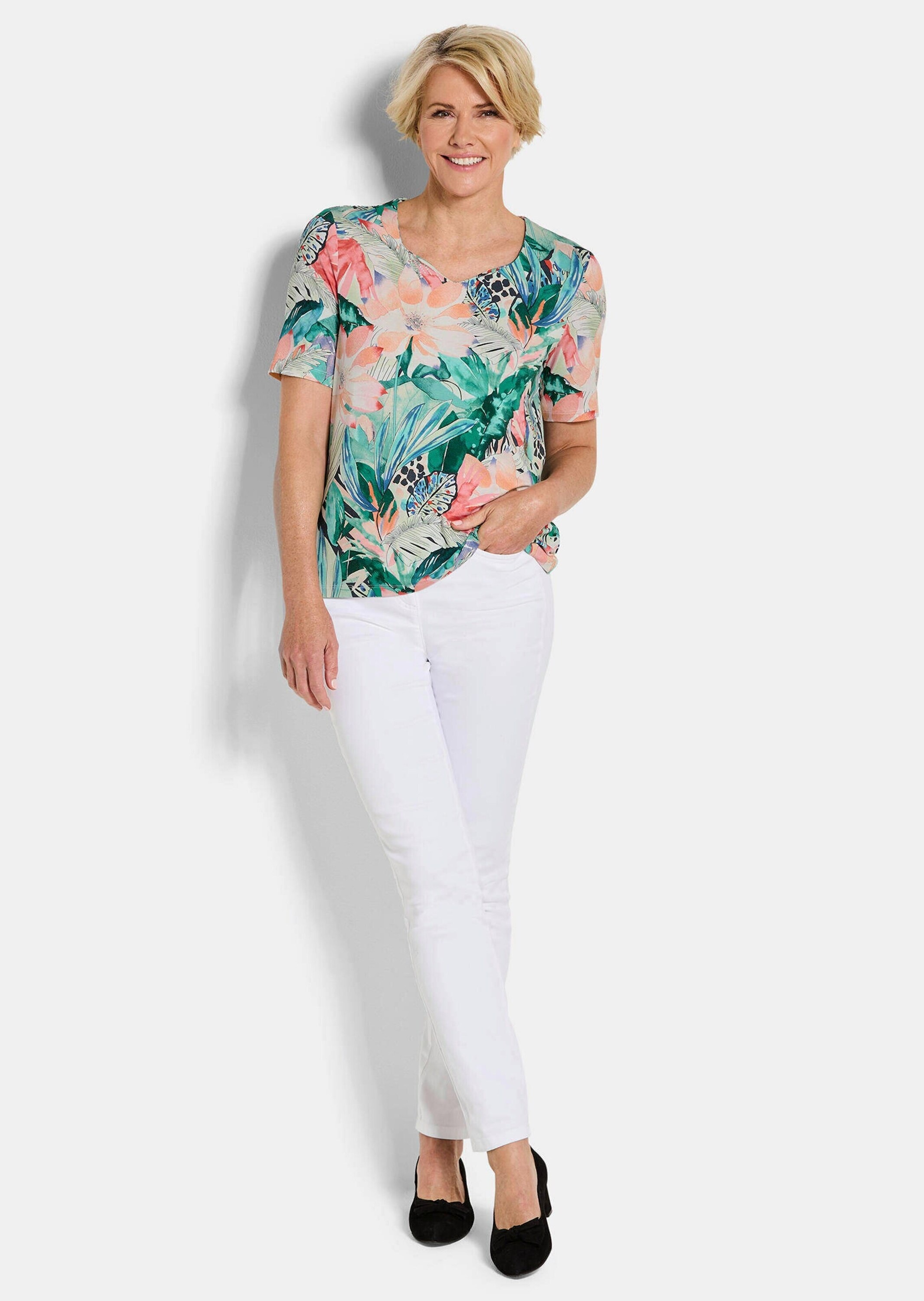 GOLDNER Print-Shirt »Jerseyshirt mit Dschungel-Print« stretchbequemer Viskosejersey