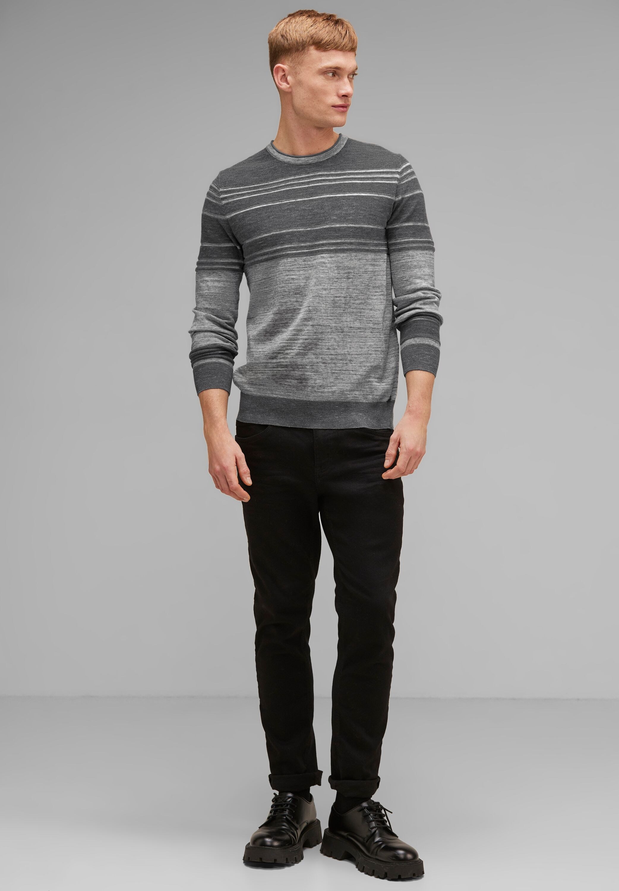 STREET ONE MEN Strickpullover »Zweifarbiger Strickpullover«, Zweifarbig gestreift