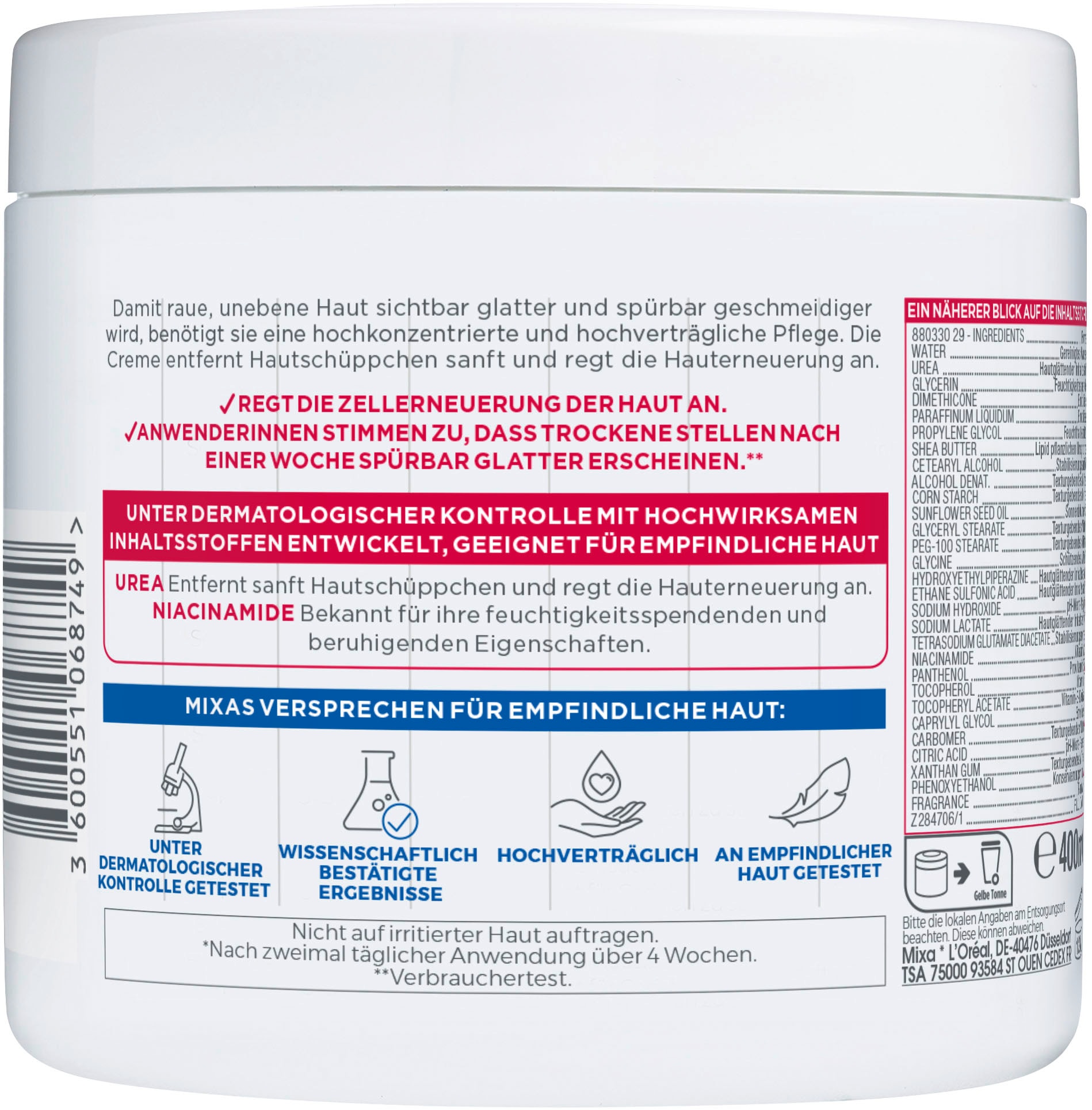 Mixa Körpercreme »Mixa Urea Cica Repair + Creme«, mit hoher Wirksamkeit