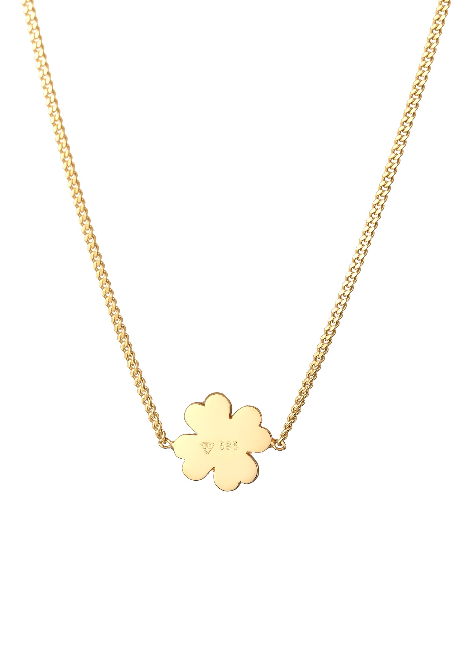Elli Premium Kette mit Anhänger »Halskette Kleeblatt Glücksbringer Talisman 585 Gelbgold«