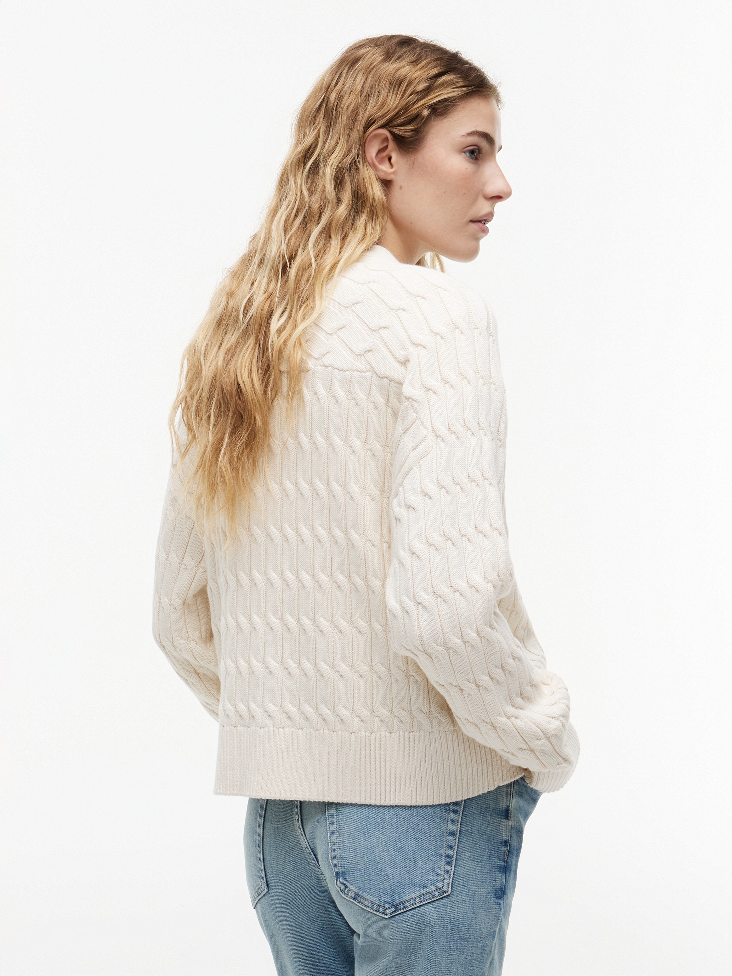 Tommy Hilfiger Strickjacke »MID GG CABLE V-NK LS CARDI« Baumwolle, mit Zopfstrickmuster