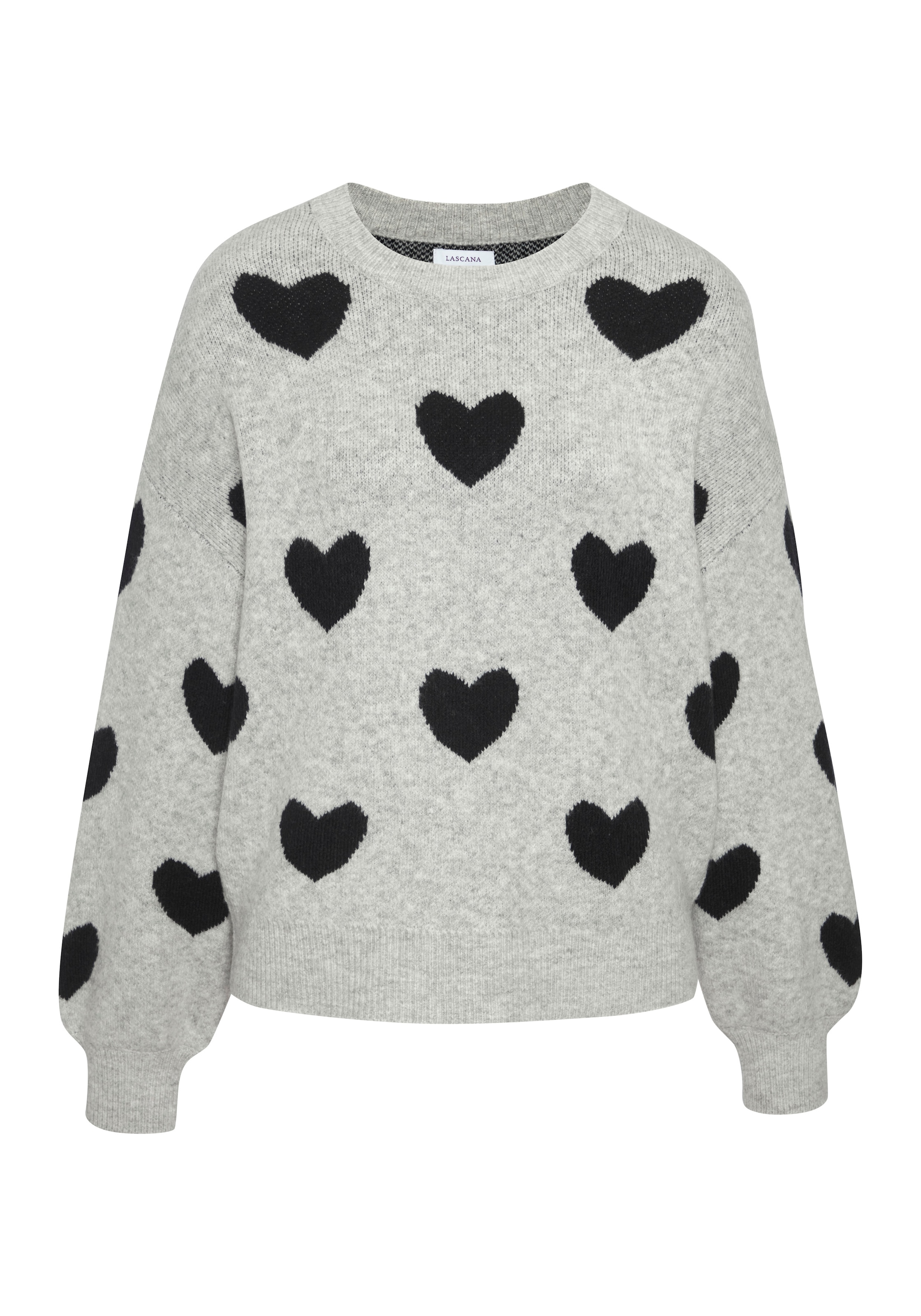 LASCANA Rundhalspullover »mit Herzmuster« Kuscheliger Strickpullover mit Herzen, Jacquardpullover mit Herzmuster
