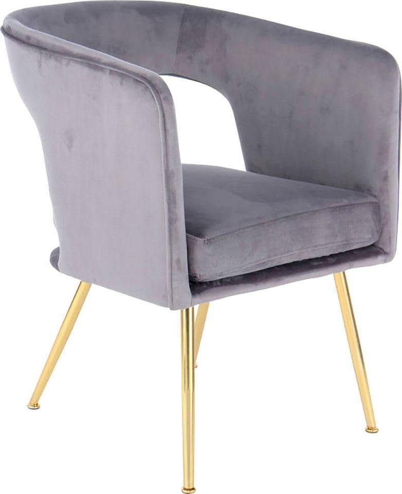 Kayoom Stuhl »Jolene 125, Esszimmerstuhl,eleganter Stoffbezug« () 1 Stk.samtweicher Bezug, Rückenlehne und Armlehnen abgerundet
