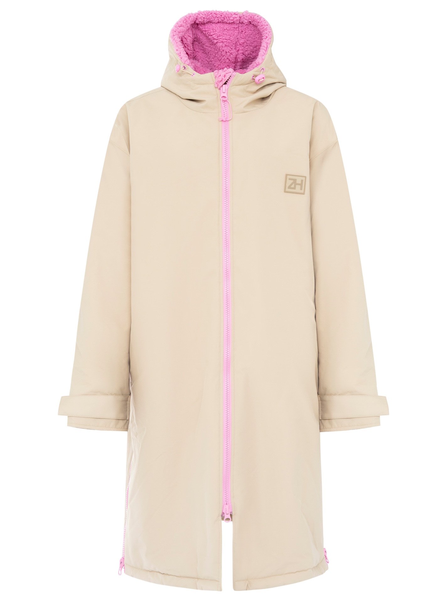 Zwillingsherz Kurzmantel »"Oversize Windjacke ZH"« seitliche Taschen, Kapuze, Reißverschluss, Teddy Futter, Oversized