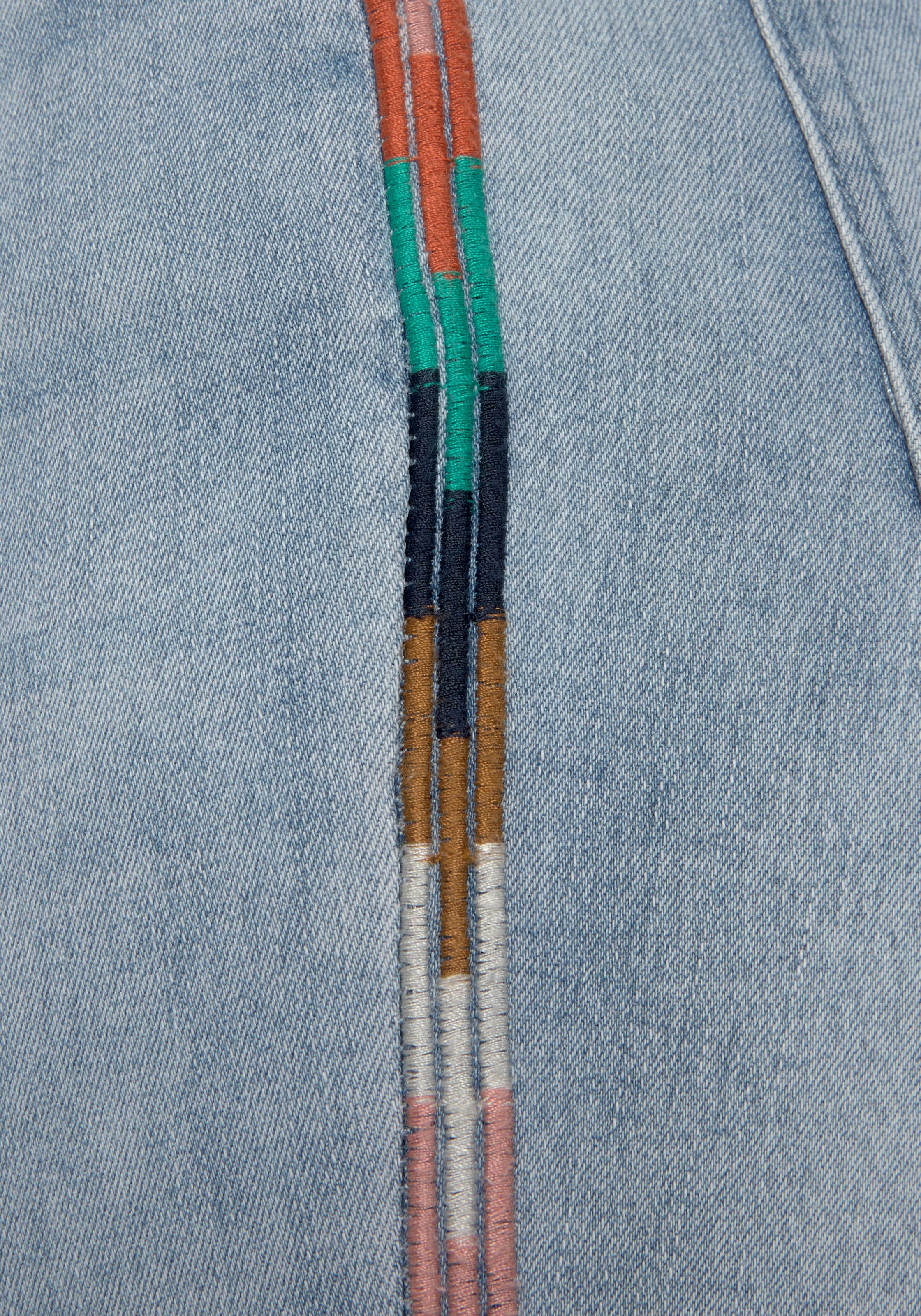 LASCANA High-waist-Jeans, mit seitlicher Stickerei, elastische Skinny-Jeans