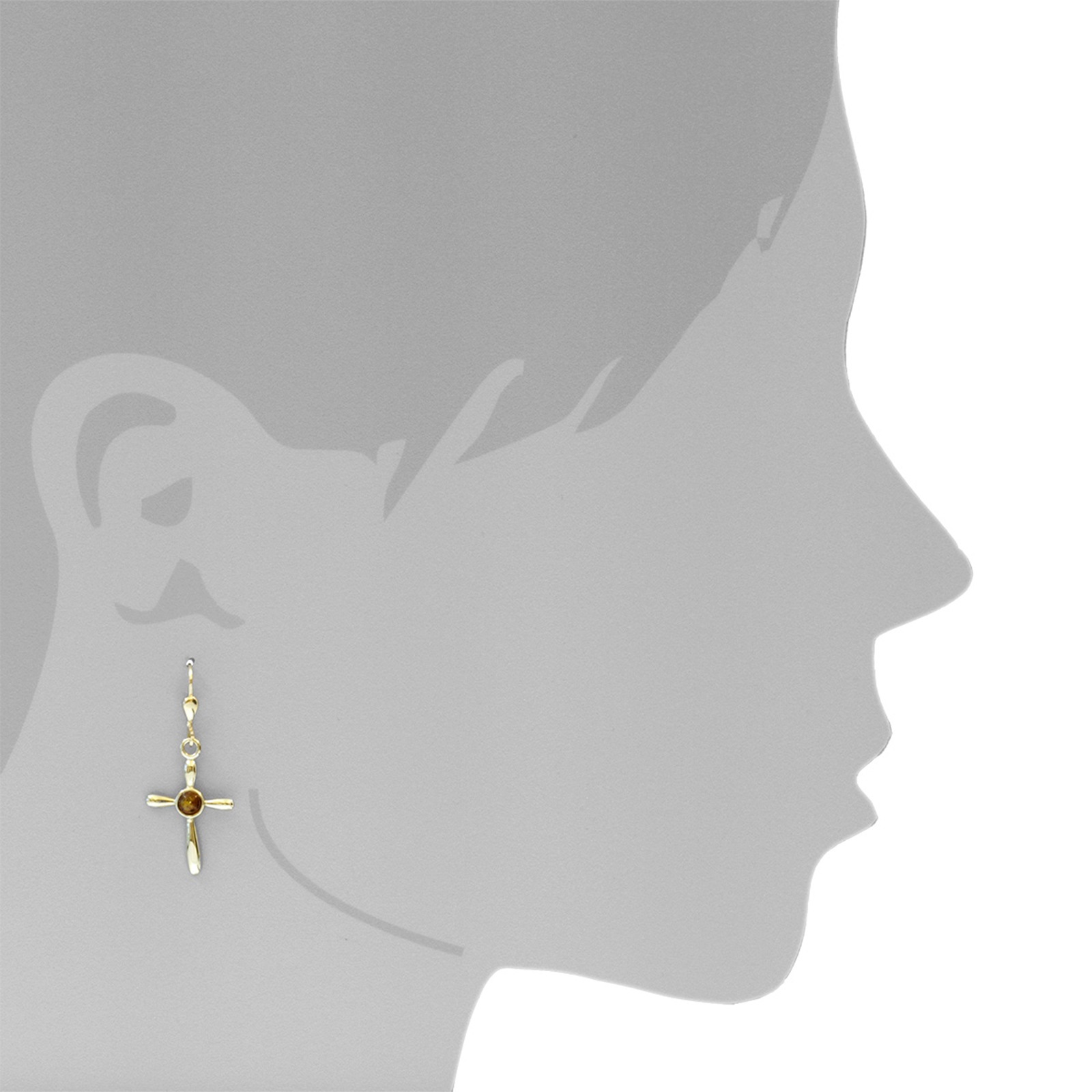 OSTSEE-SCHMUCK Paar Ohrhänger »- Kreuz 24 x 16 - Silber 925/000, vergoldet - Bernstein«