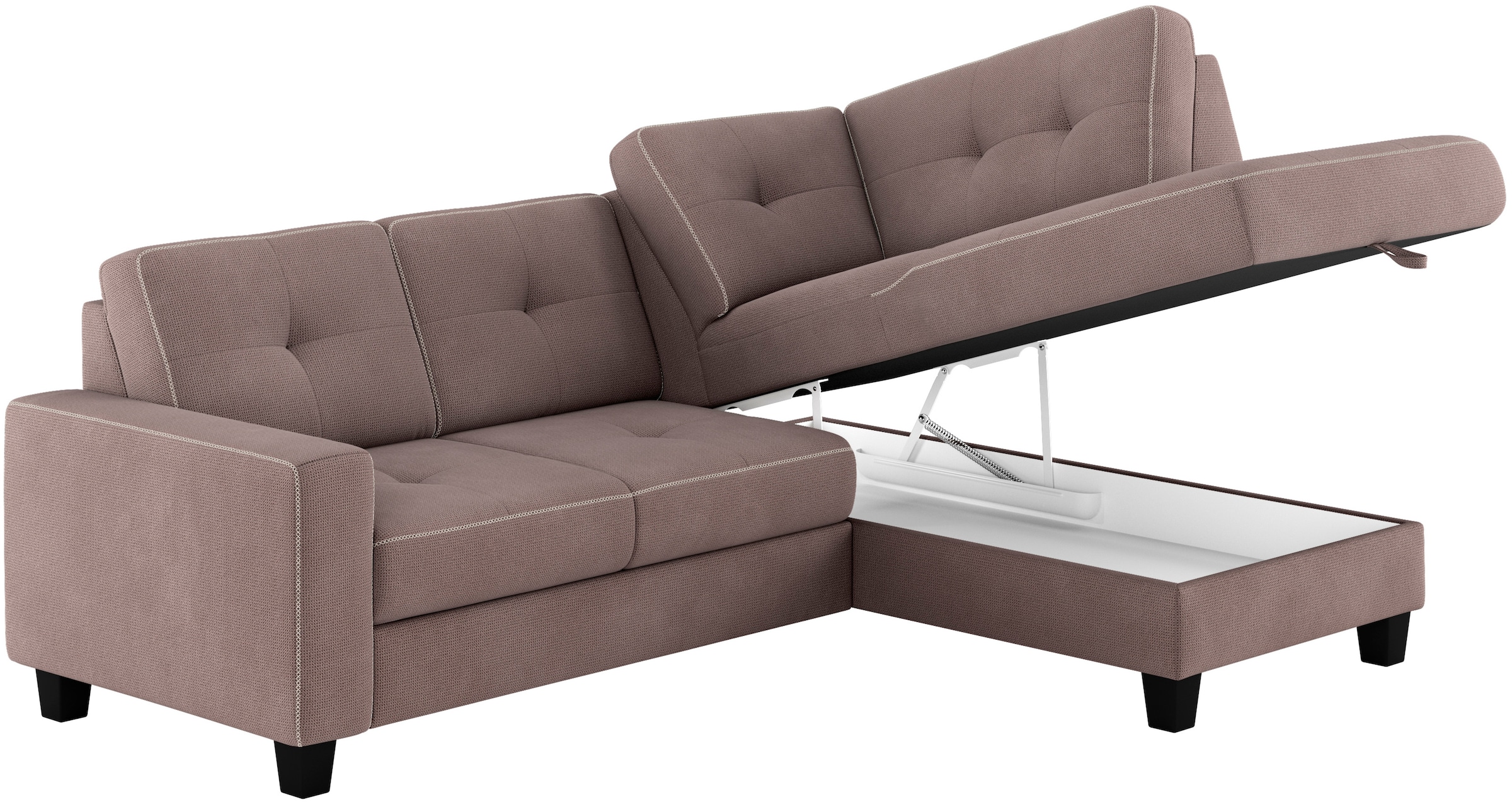 Places of Style Ecksofa »Varese«, Kreuznaht in beige