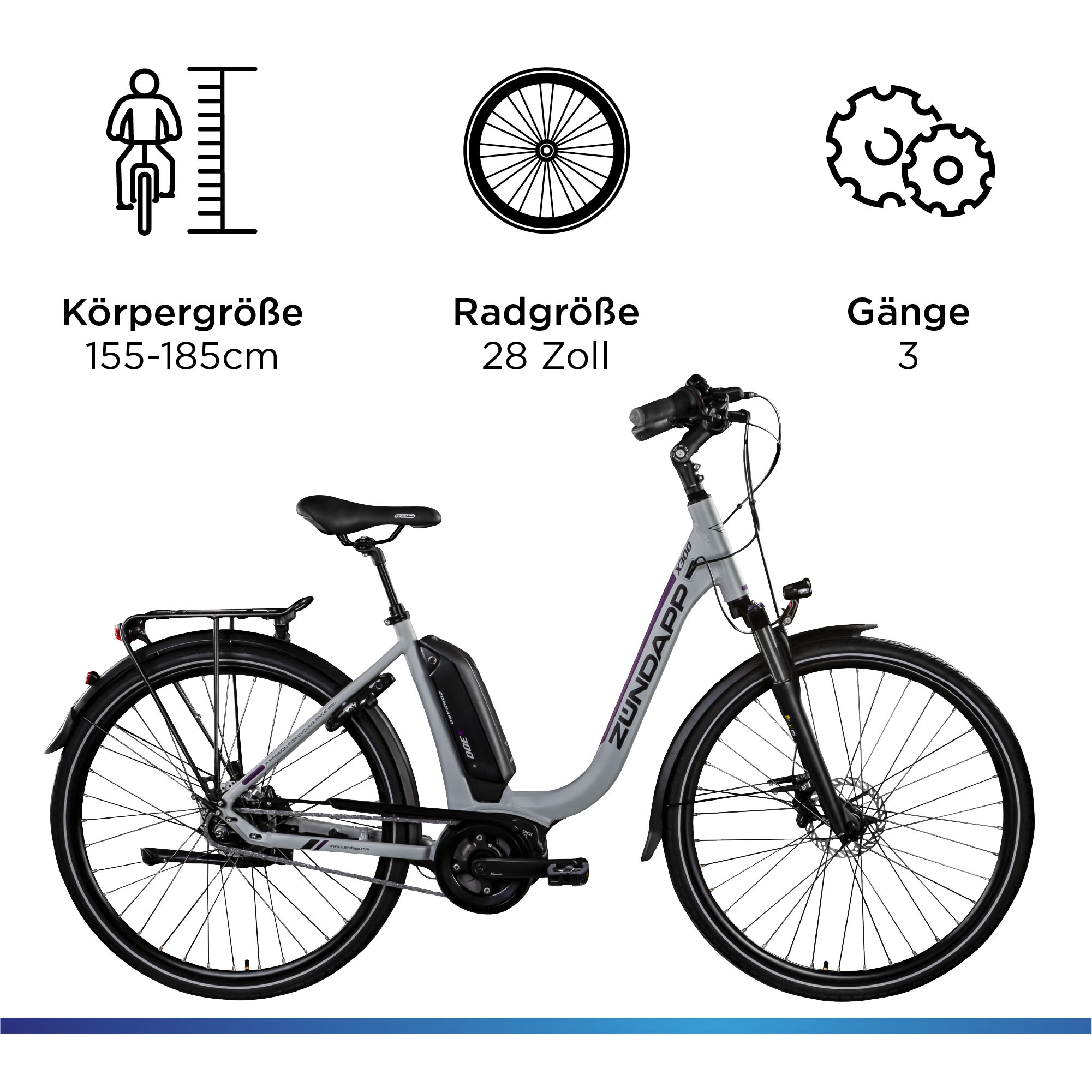 Zündapp E-Bike »X300«, 7 Gang, Shimano, Nexus, Mittelmotor 250 W, Pedelec, Elektrofahrrad für Damen u. Herren