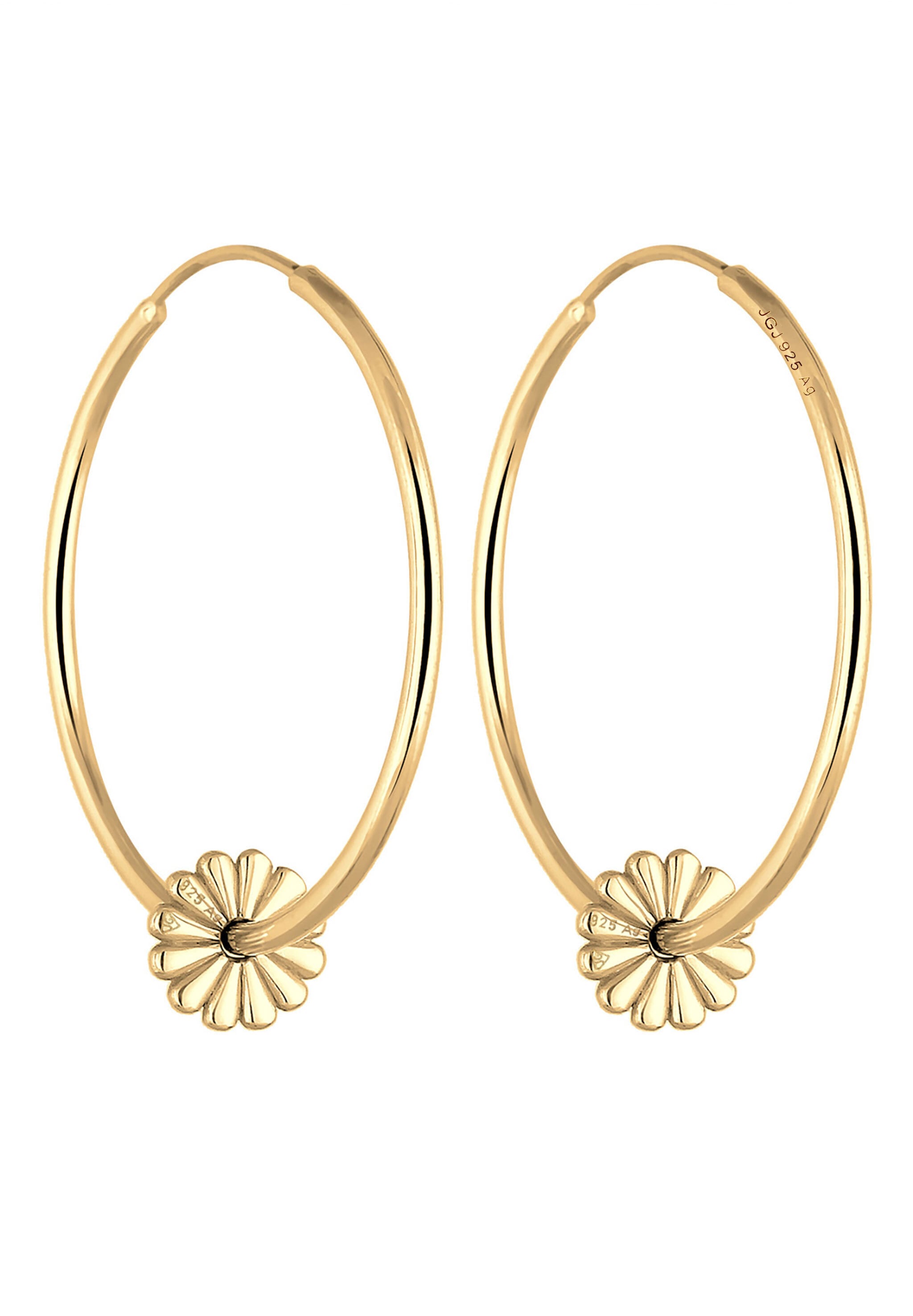 Elli Paar Creolen »Ohrringe Creole Blume 925 Sterling Silver vergoldet«