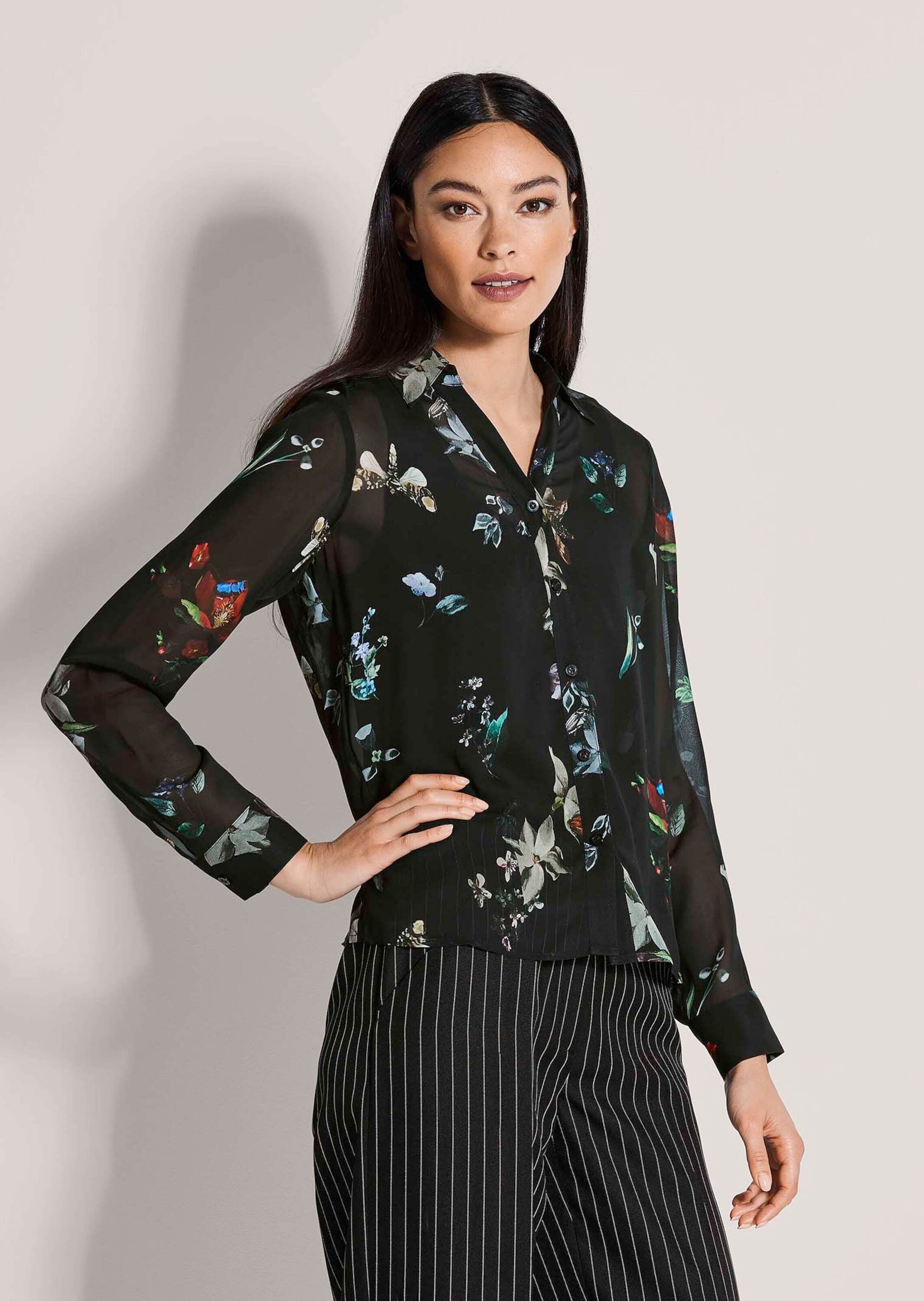 MADELEINE Langarmbluse »Bluse Viskosebluse mit floralem Muster« Durchgehende Knopfleiste