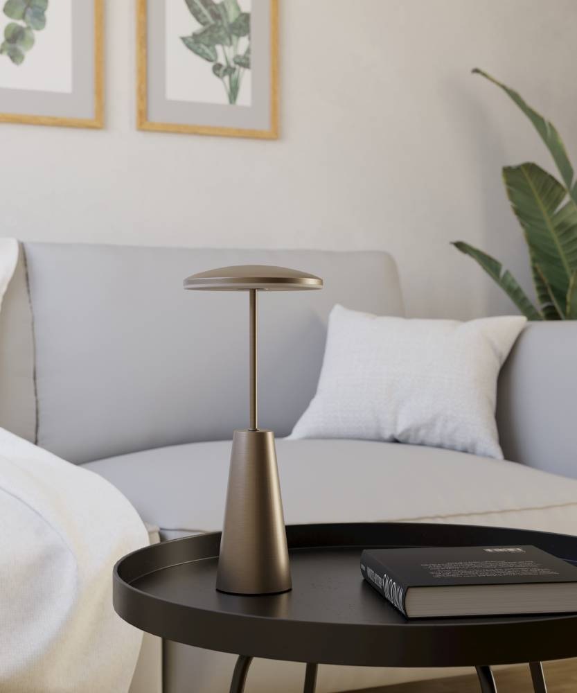 EGLO Tischleuchte »PICCOLA«, 1 flammig, Leuchtmittel LED-Modul | LED fest integriert, dimmbare Nachttischlampe, Metall in Bronze, Lampe für Balkon, IP54