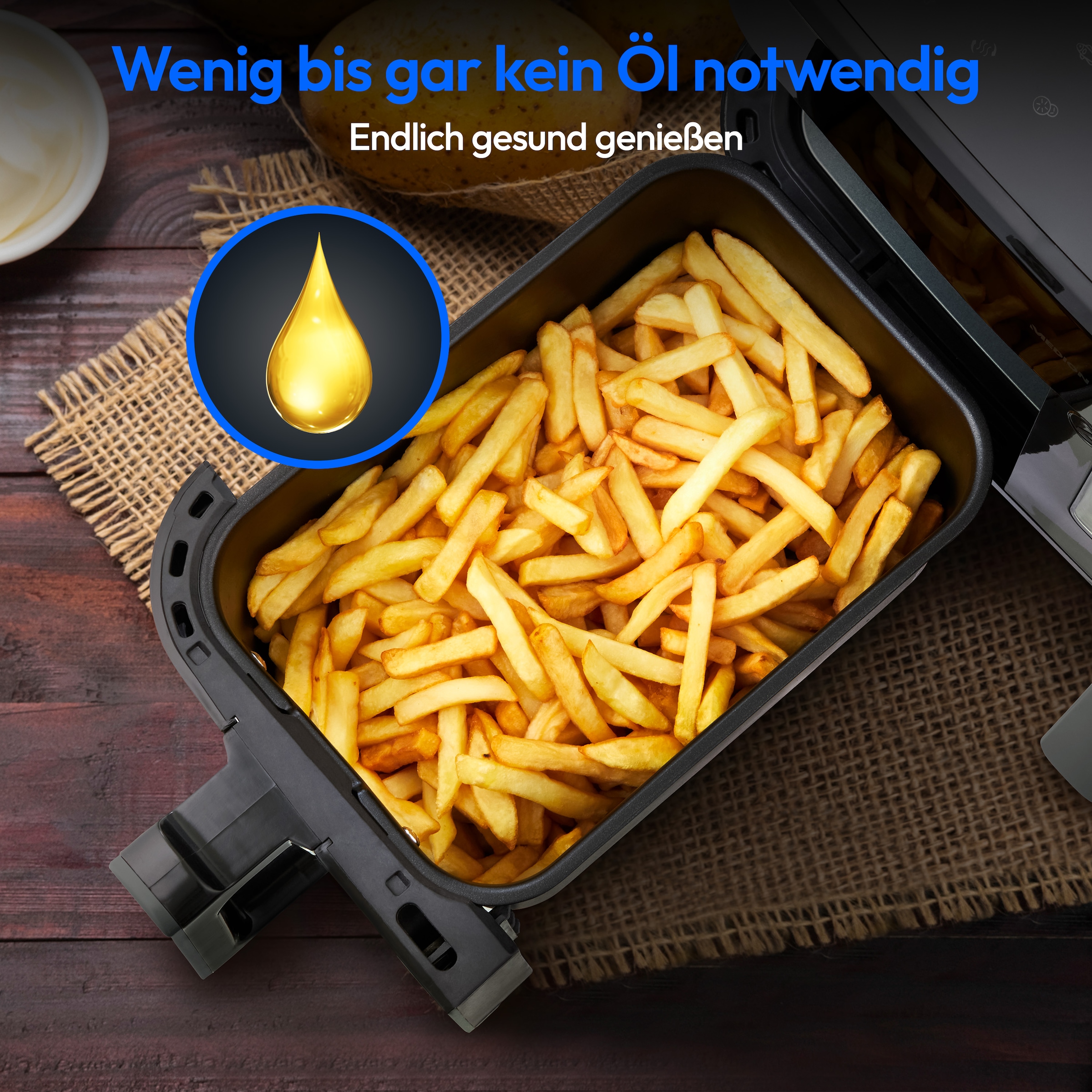 Medion® Heißluftfritteuse »MD 11760 P20XXL Twin«, 2400 W, Temperatur 50 - 200 °C, ILAG Beschichtung, Sync-Finish