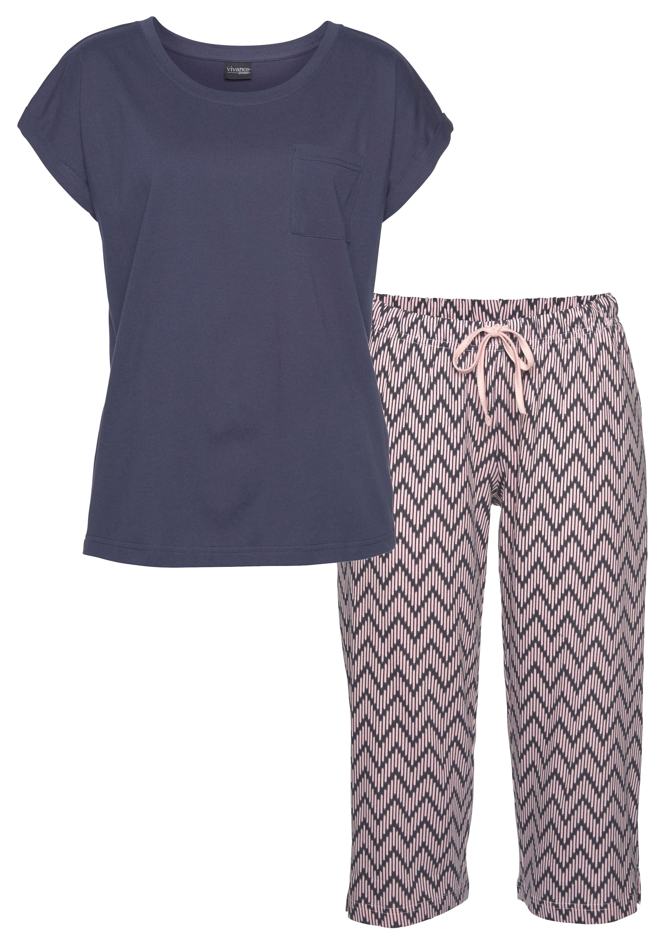 Vivance Dreams Capri-Pyjama, (2 bei mit 1 gemusterter OTTOversand tlg., Stück), Schlafhose