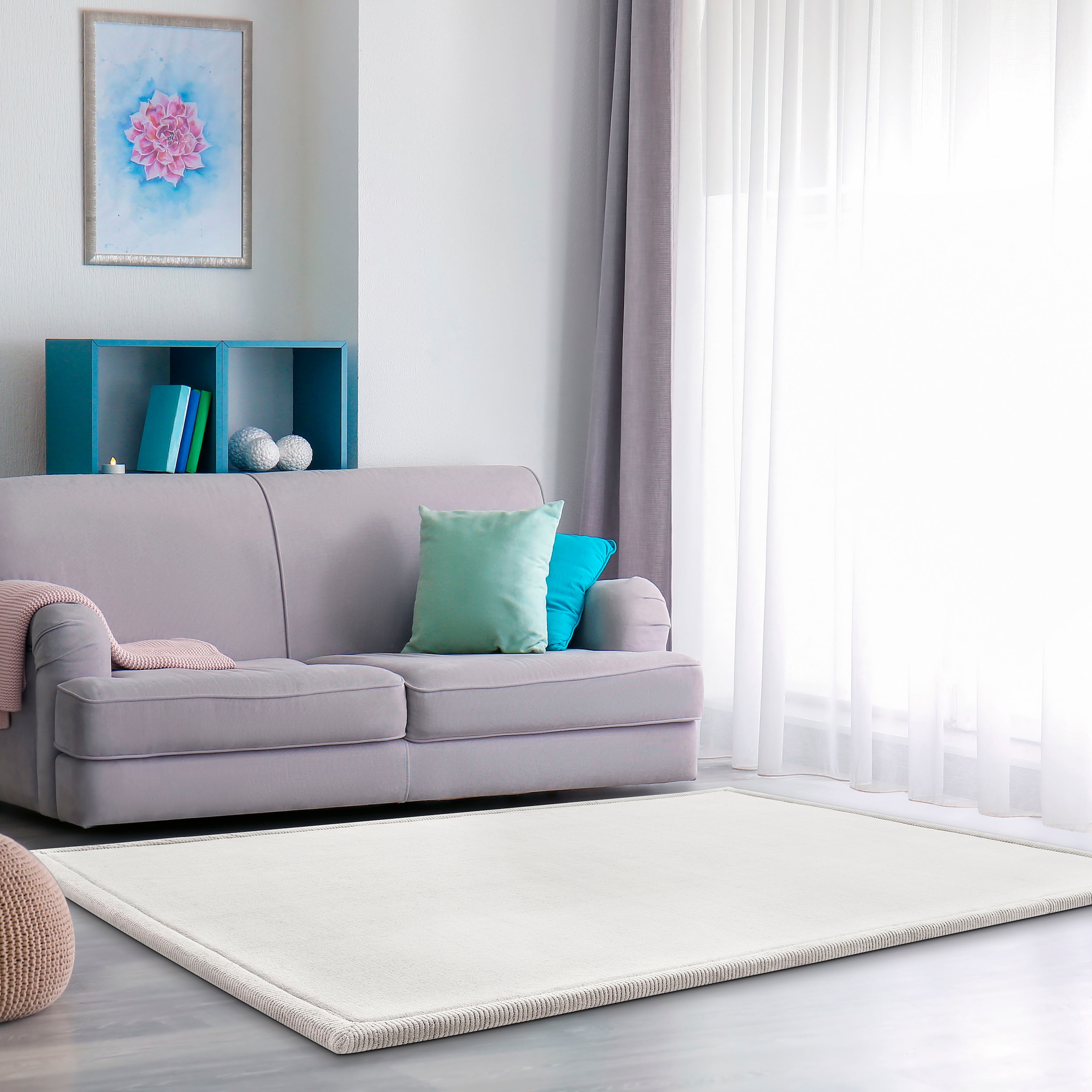 Paco Home Teppich »Tatami 475«, rechteckig, 24 mm Höhe, Kurzflor, Uni-Farben, mit Memory Foam, waschbar