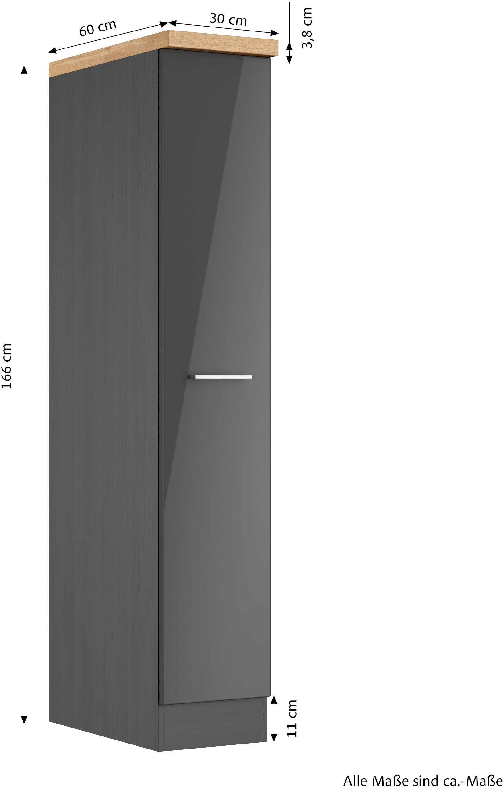 KOCHSTATION Apothekerschrank »KS-Milan«, HELD Möbel, Apothekerschrank 30 cm, matte oder hochglänzende Fronten