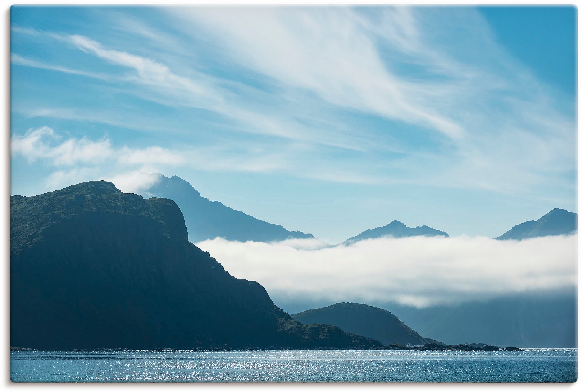 Leinwandbild »Haukland Beach Lofoten«, Berge, (1 St.), auf Keilrahmen gespannt