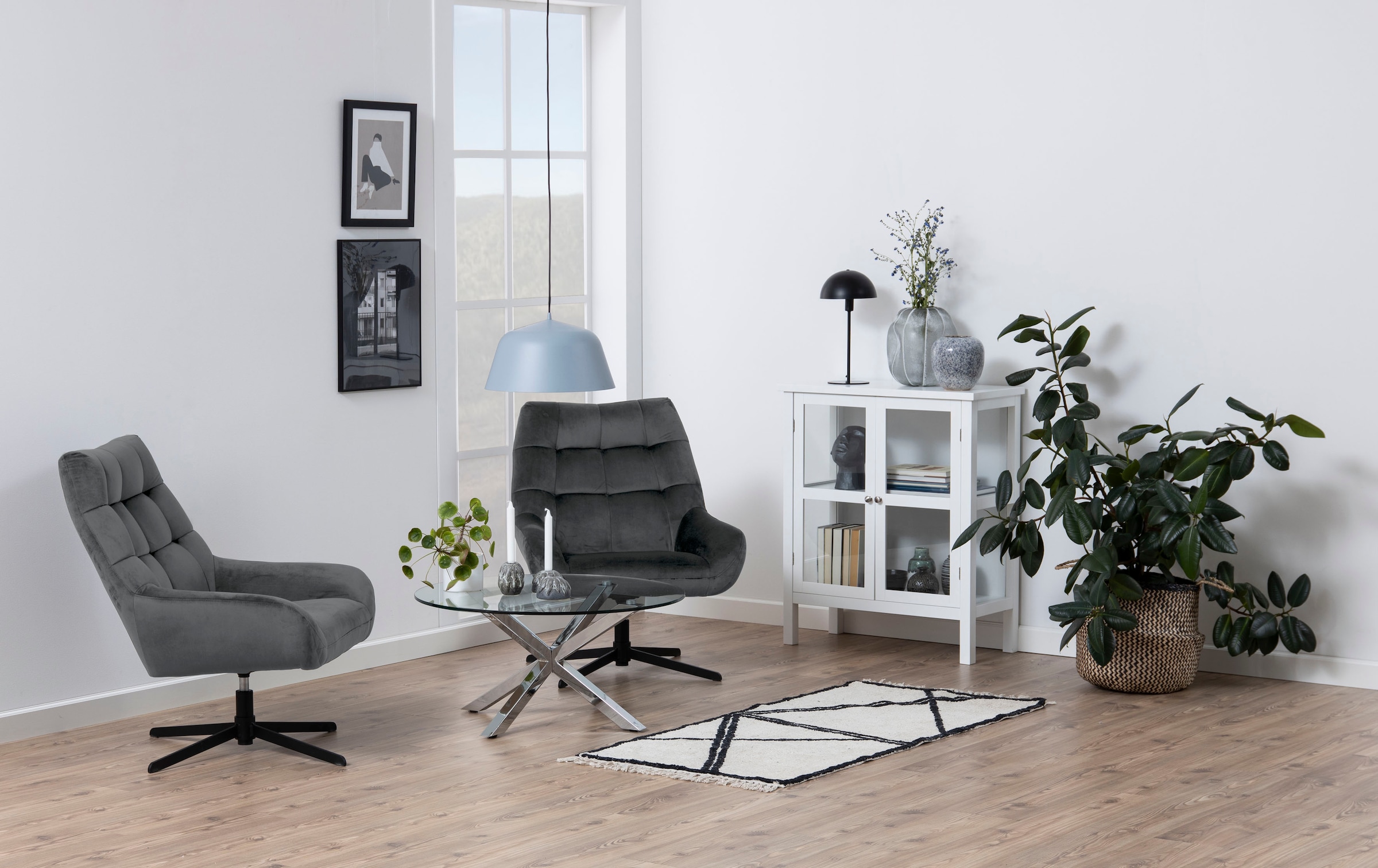 ACTONA GROUP Drehsessel »Potsdam« 1, 1 Stk. tlg. Drehfunktion und quadratische Steppnähte, mit schwarzen Metallbeinen