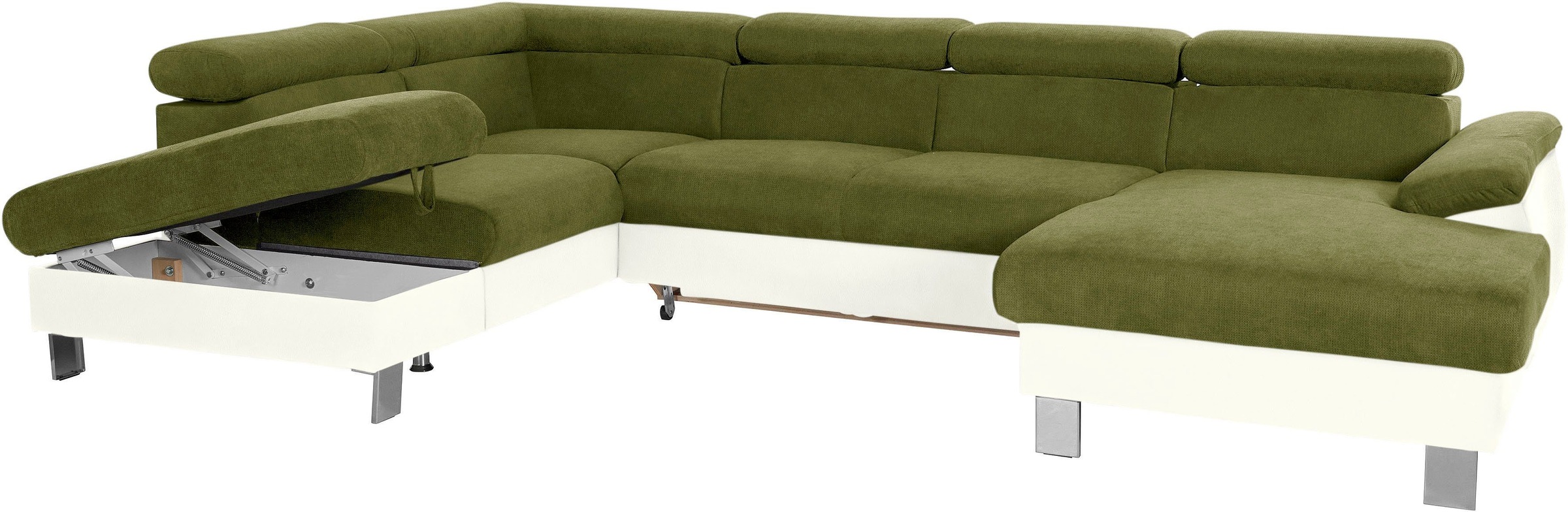 COTTA Polstergarnitur »Komaris U-Form«, (Set), Set bestehend aus: Wohnlandschaft mit Kopfteilverstellung & Hocker