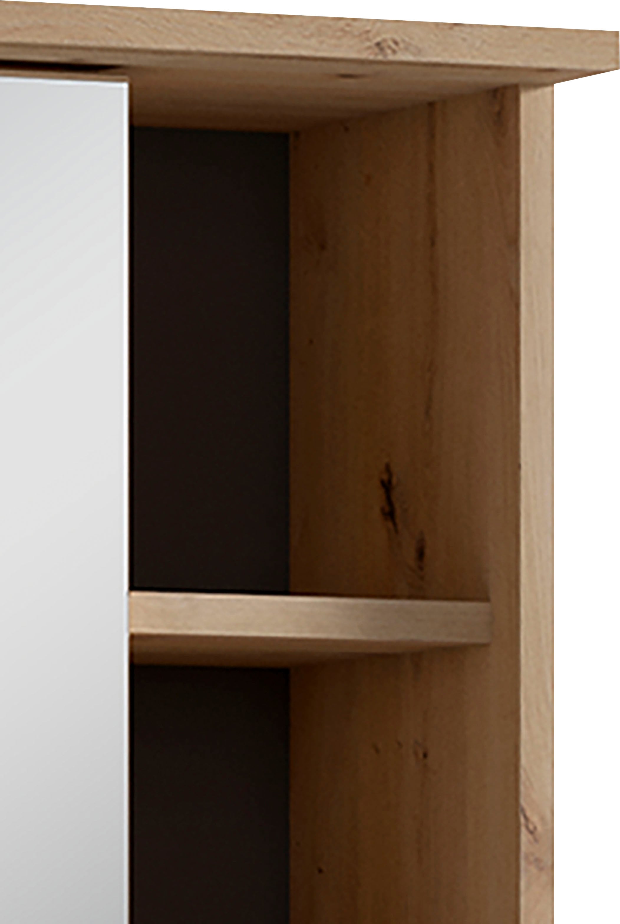 byLIVING Spiegelschrank »Wellness«, (1 St.), 60cm Badschrank mit LED-Leuchte, großem Spiegel und viel Stauraum