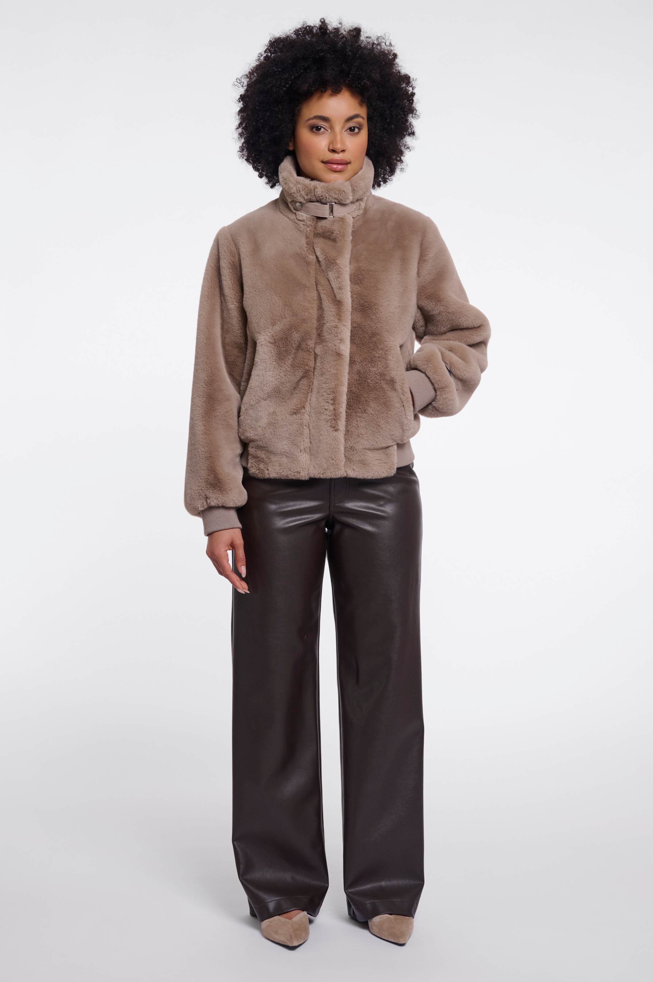 Rino & Pelle Fellimitatjacke »AMBRA« mit Riemen-Detail