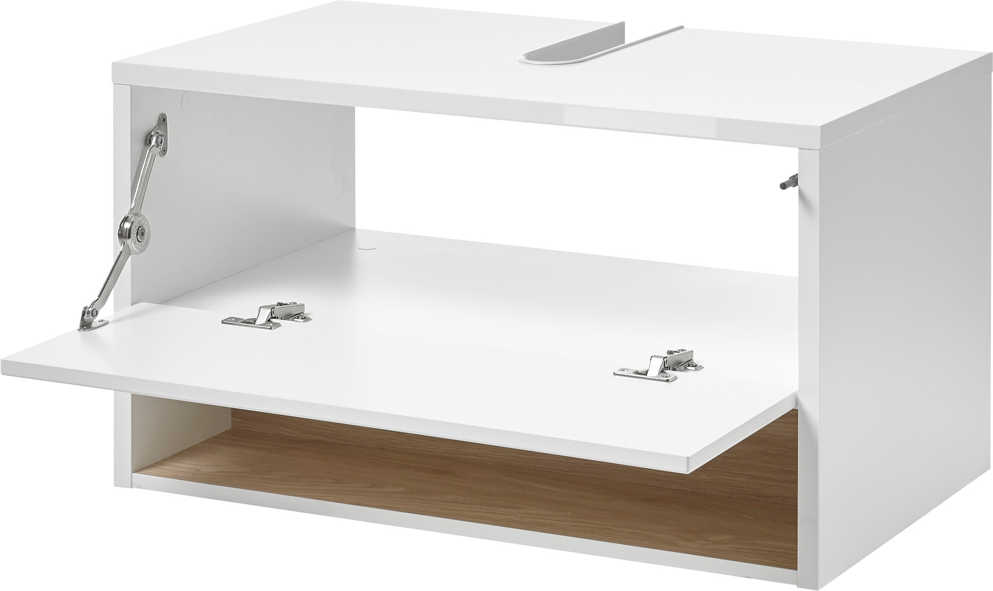 Places of Style Badmöbel-Set »Studio Line, Bad im modernen Design, 4-teiliges Badezimmer«, (4 St.), Schrank, Unterschrank und Spiegel, in zwei Farben verfügbar, Stauraum