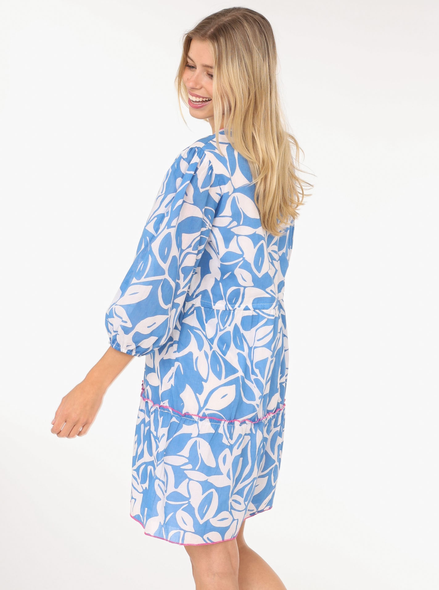 Zwillingsherz Sommerkleid »"Blätter Zweifarbig"«, mit Tasseln und kontrastfarbigen Details