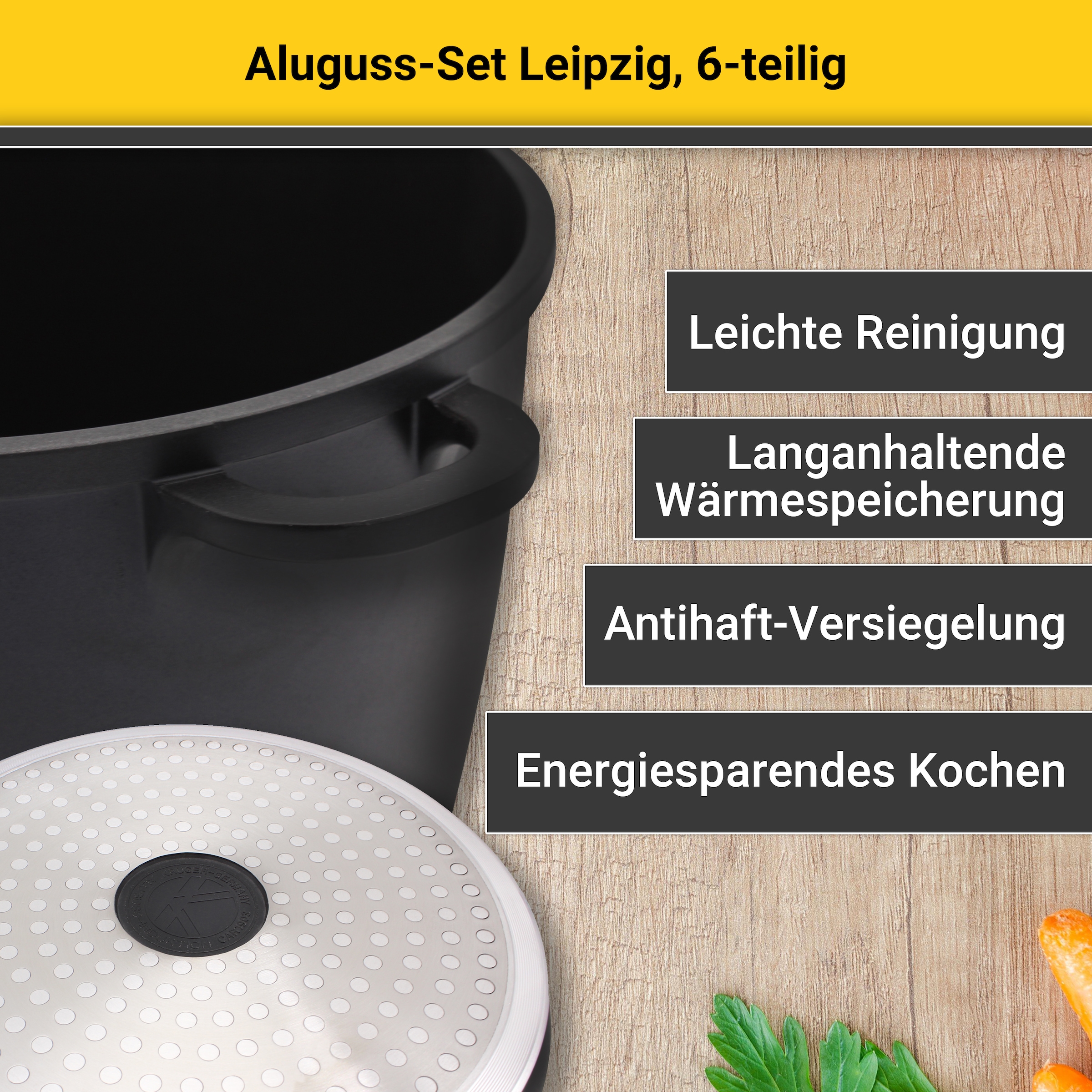 Krüger Topf-Set »Leipzig« Set, 8 Stk. tlg. Aluminiumguss