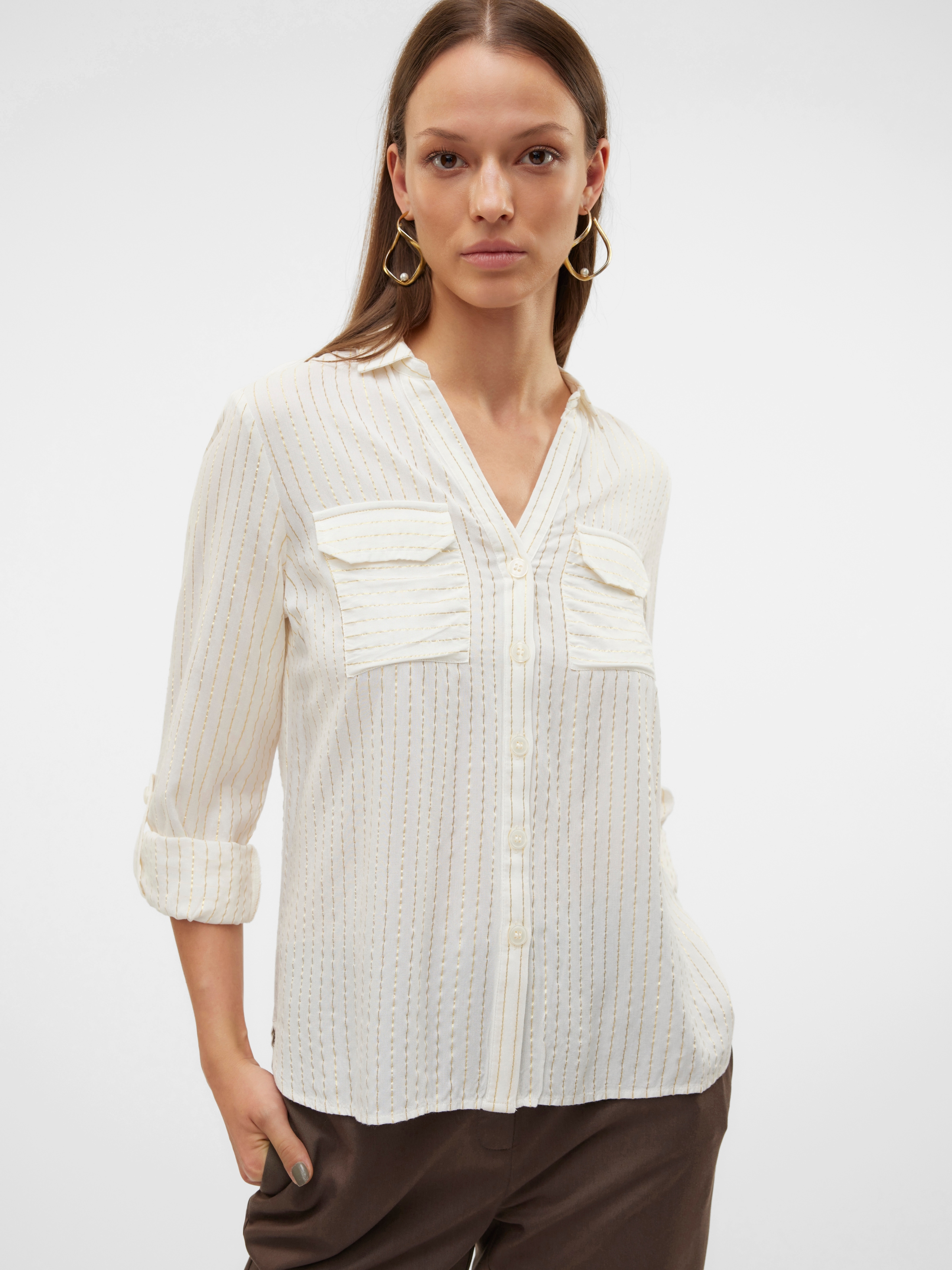 Vero Moda Hemdbluse »VMBUMPY LS GLITTER SHIRT WVN GA NOOS« mit Glitzereffekt