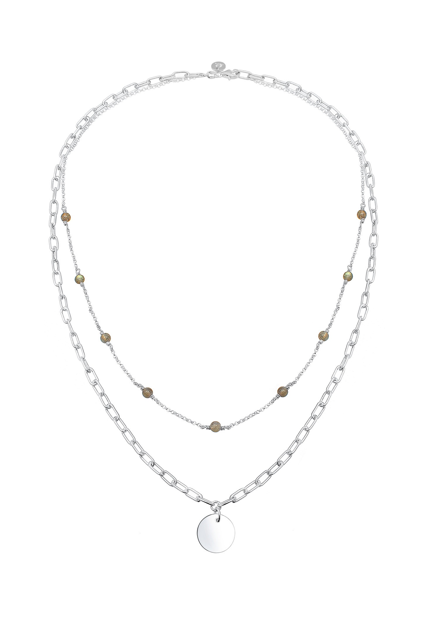 Elli Premium Silberkette »Halskette Layer Gliederkette Labradorit 925 Sterling Silber«