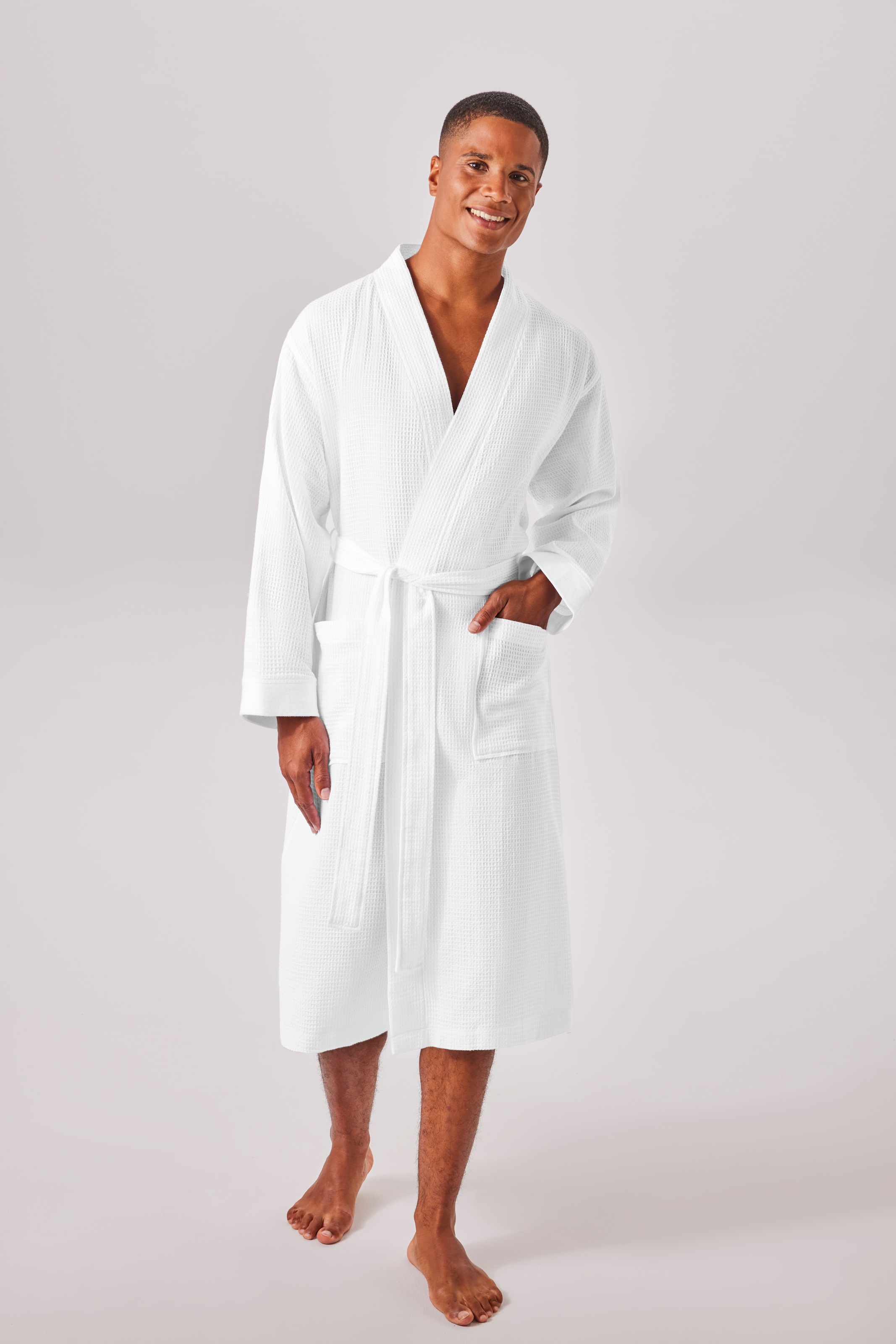 OTTO home Unisex-Bademantel »Vanessa, ideal für Sauna & Spa, Hotelbademantel, Morgenmantel« 1 Stk. Taschen, Damen & Herren, Waffelpiqué, sehr leichte Qualität, S-3XL