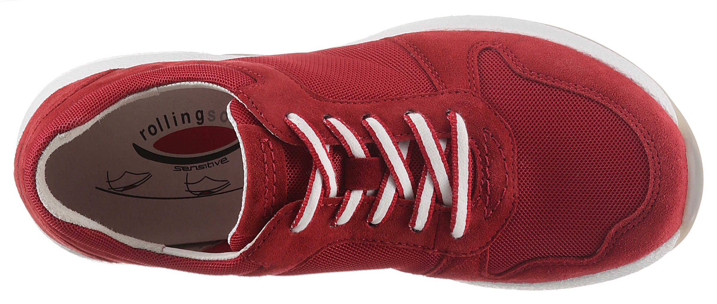 Gabor Rollingsoft Keilsneaker, Freizeitschuh, Halbschuh, Schnürschuh im sommerlichem Materialmix