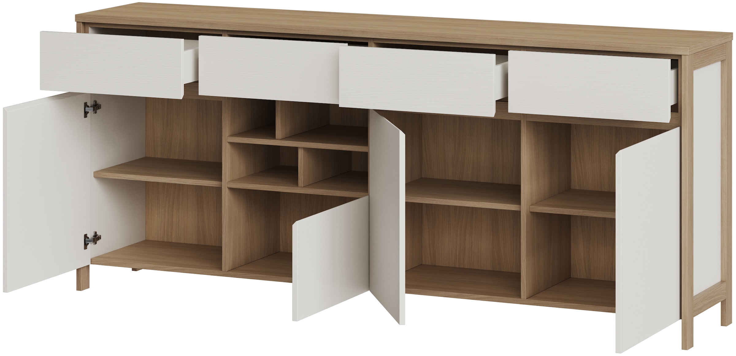 Home affaire Sideboard »Stranda, moderner Schrank, Kommode im Scandi-Style, 198 cm breit«, elegante Rahmenoptik, ausreichend Stauraum, vielseitig einsetzbar