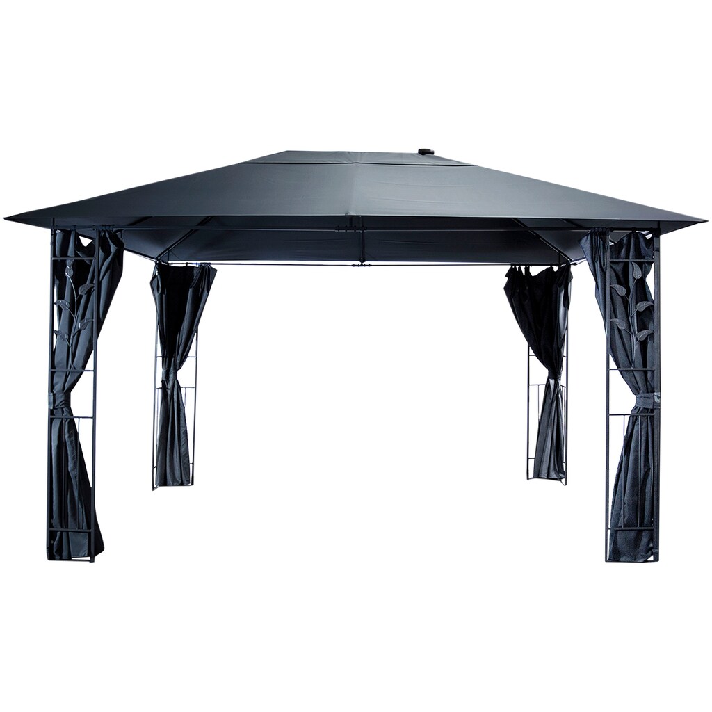 Livotion Pavillon, mit LED-Beleuchtung, in Blätteroptik, 300x400cm, grau